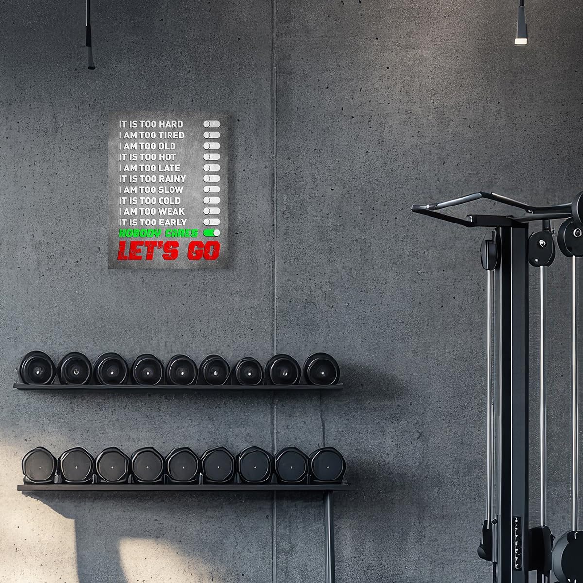 Gym Quotes Wall Art,Inspirational Workout Wall Decor,Let's Go Canvas Wall Art for Home Gym Exercise Fitness Room