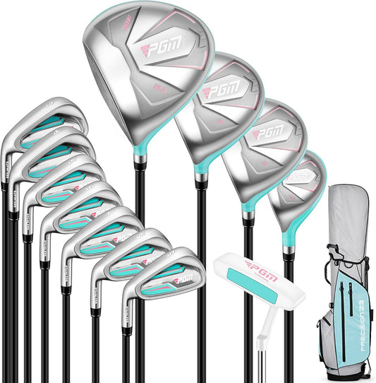 PGM Women's Oversea 9/12 Pieces Complete Golf Club Set with High-Strength Thin Face Design 460cc Driver