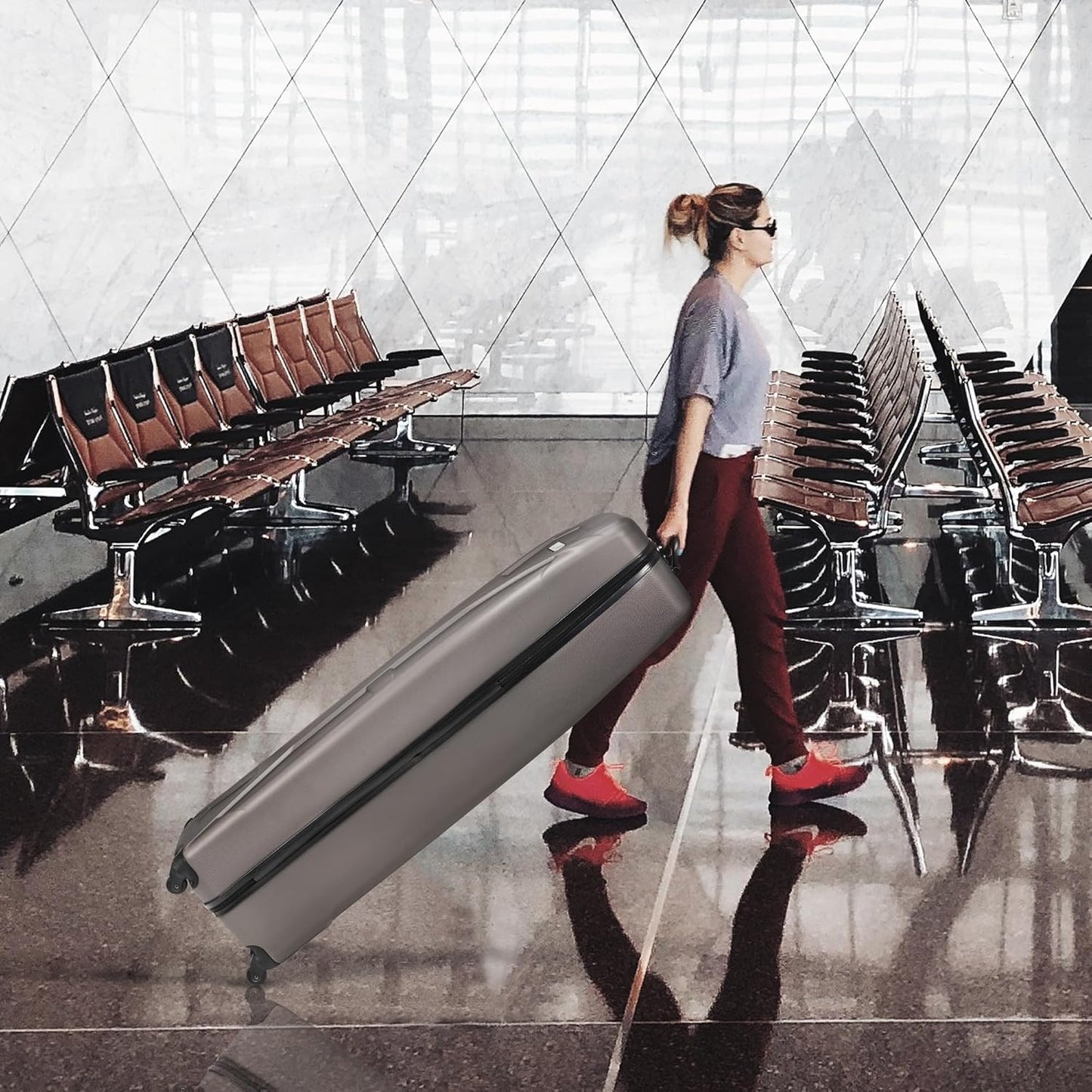 KVV Solid ABS Shell Hard Sided Golf Travel Case with Super Easy Rolling Wheels Ultimate Protection