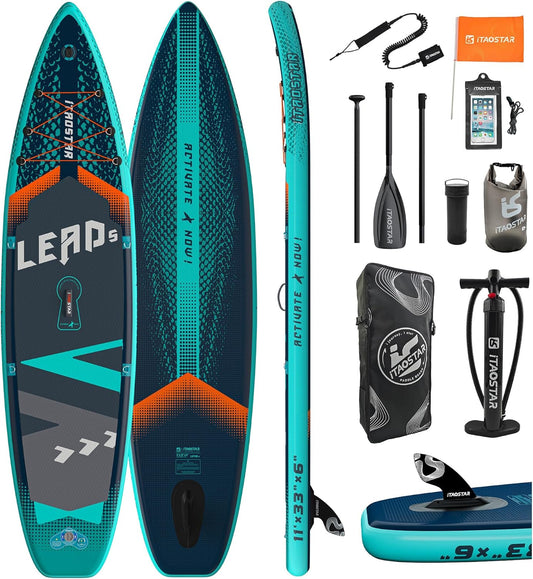 Lead 11‘ x 33" / 12’×35" Inflatable Stand Up Paddle Board - Premium SUP Board Kit - Ultra Stable Paddleboard for Adults & Youth - All Skill Levels - for Lakes, Oceans