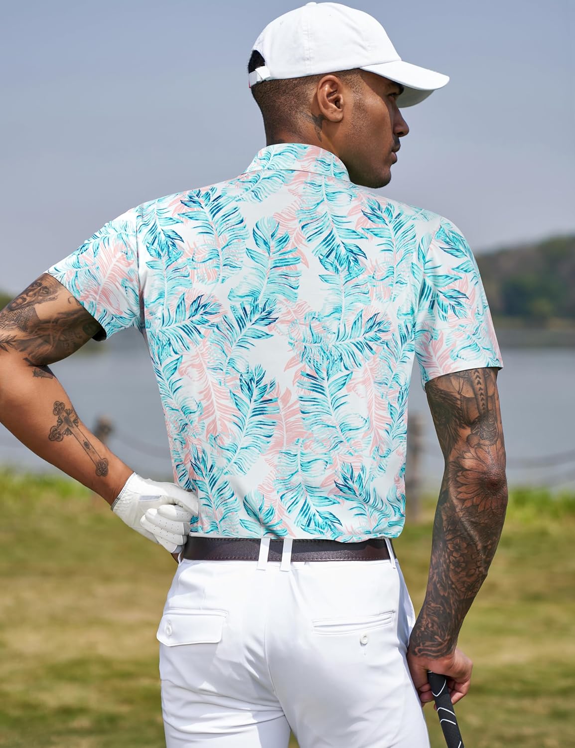 TAPULCO Mens Quick Dry Polo Shirts Camouflage Pattern Performance Athletic Lightweight Breathable Casual Golf Tshirts