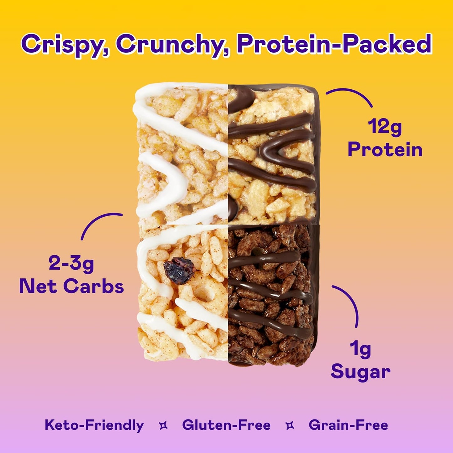 MAGIC SPOON Treats - High Protein Bars, Low Carb, Keto Friendly, 1g of Sugar, Gluten Free, Crispy Treat Cereal Bar, On-The-Go Healthy Snack (1 of each Marshmallow, Chocolate PB, Blueberry Muffin, Double Chocolate, Smores, Salted Caramel)