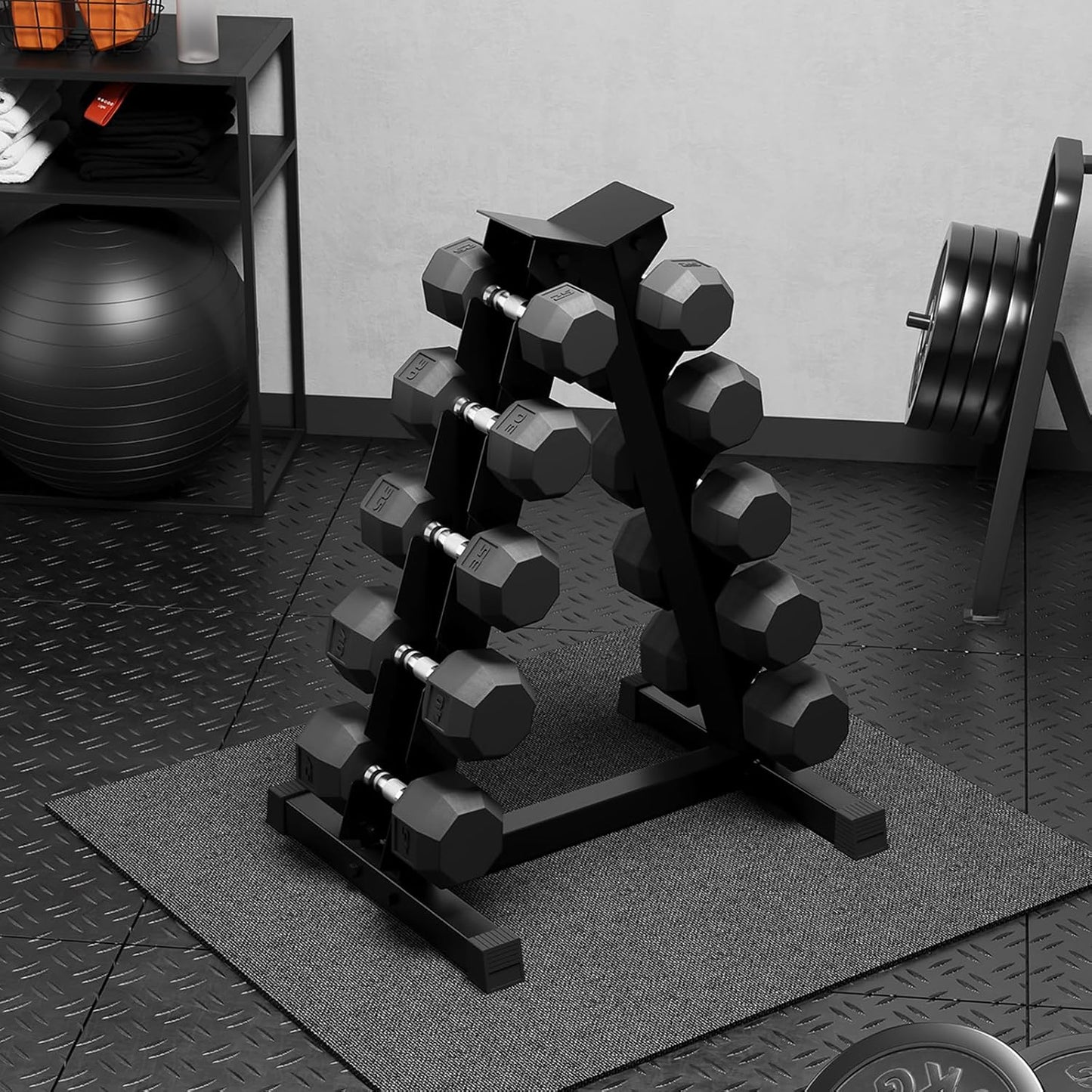 Premium Rubber Coated Hex Dumbbell Weight Set with Rack, Multiple Packages,210LB/350LB/450LB/550LB Set for Home Gym, Hand Weights for Muscle Toning, Strength Building & Full Body Workout