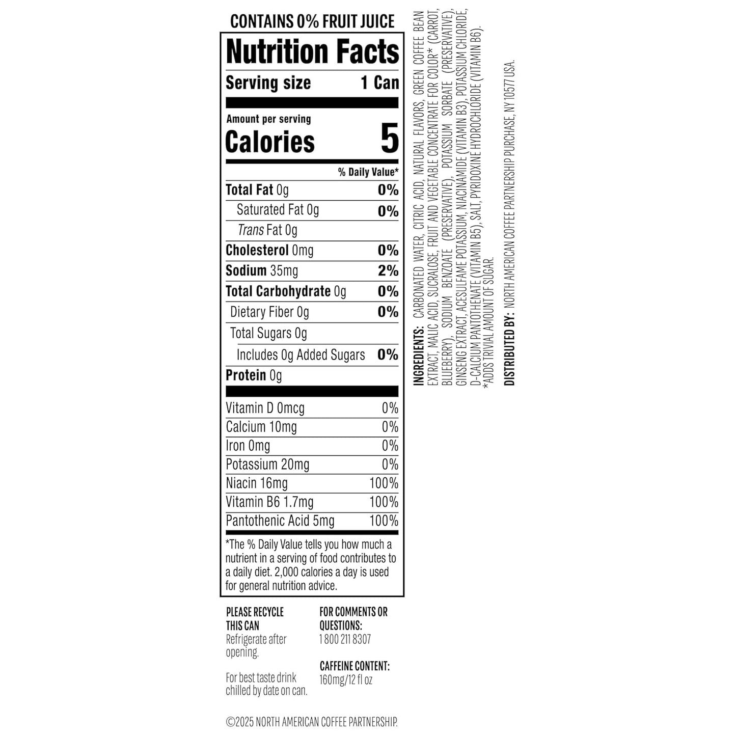 Starbucks Iced Energy Drink, Blueberry Lemonade, Zero Sugar Energy Drink, Plant Based Caffeine, Hydration, Mental Clarity, 12 Fl Oz Cans (Pack of 12)