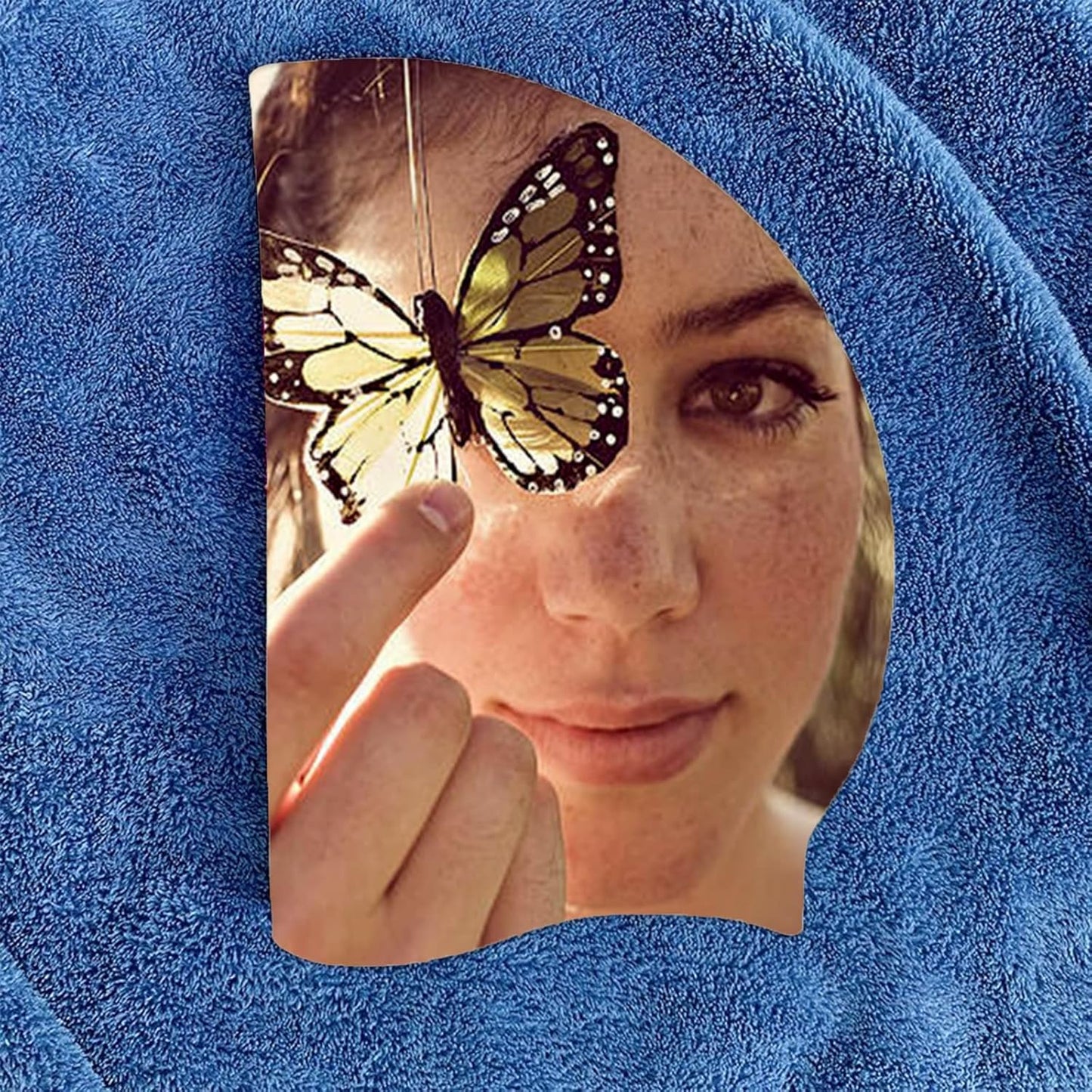 Custom Swim Cap with Photo Personalized Silicone Swim Cap for Men and Women Swimming Customized Swimmers Cap for Short and Medium Length Hair