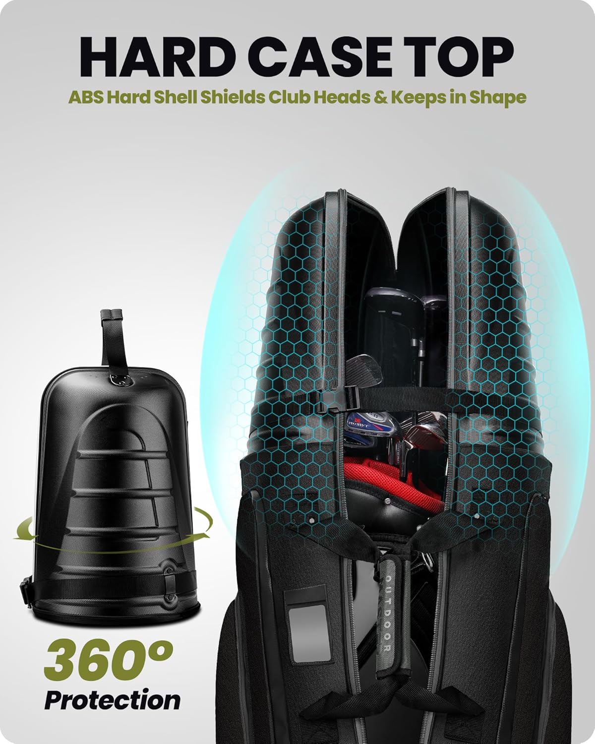 OutdoorMaster Golf Travel Bags for Airlines with Wheels and Hard Case Top, Protect Golf Clubs, Lightweight and Easy to Maneuver, Upgrade Version