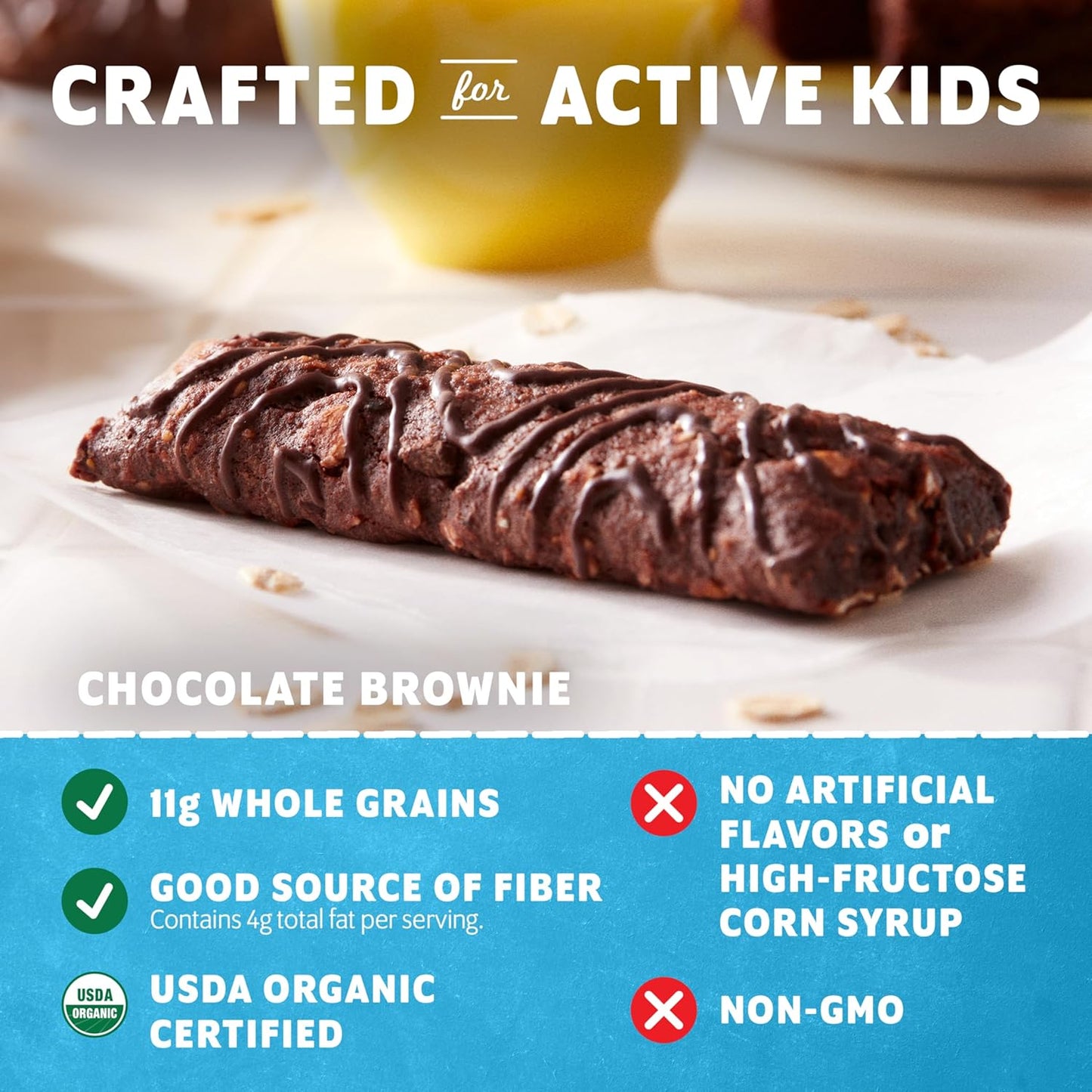 CLIF Kid Zbar - Chocolate Brownie - Soft Baked Whole Grain Snack Bars - USDA Organic - Non-GMO - Plant-Based - 1.27 oz. (18 Pack)
