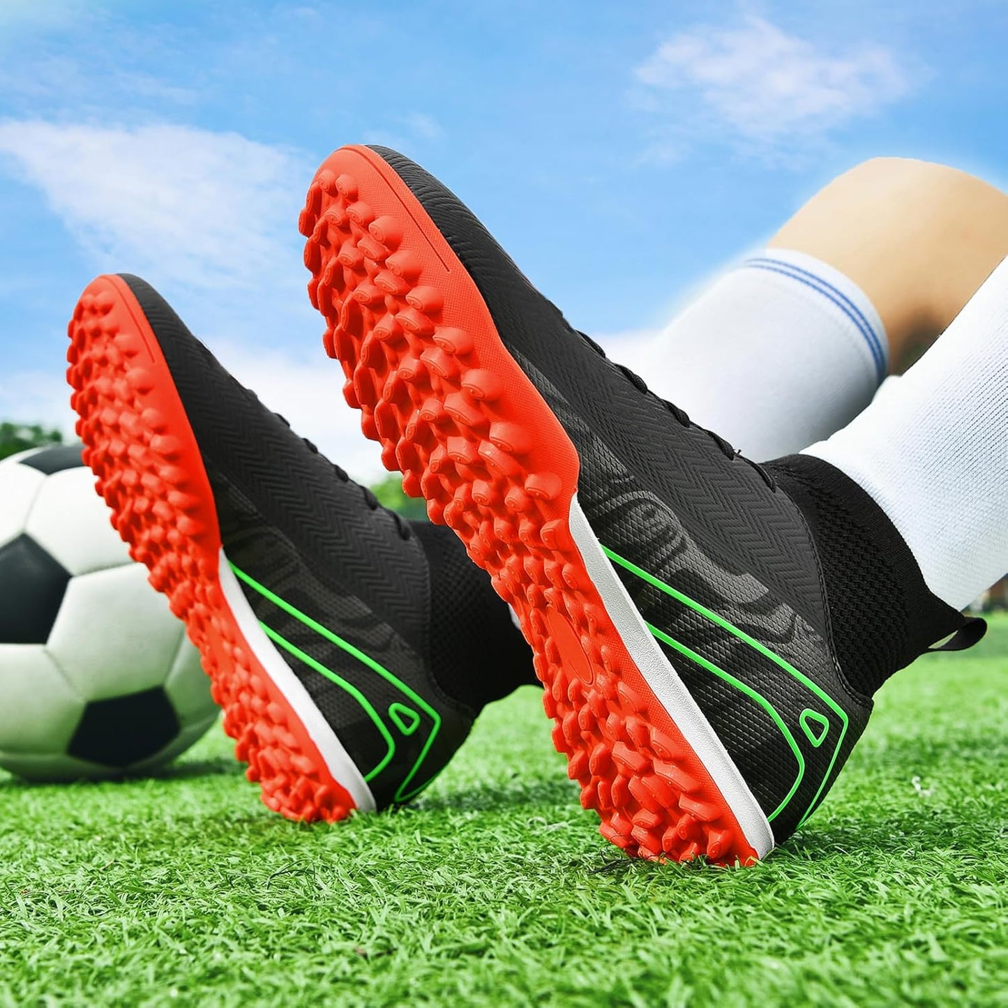 Indoor Soccer Cleats Mens Womens Turf Soccer Cleats Wide Socer Shoes FG AG TF High Ankle Football Boots