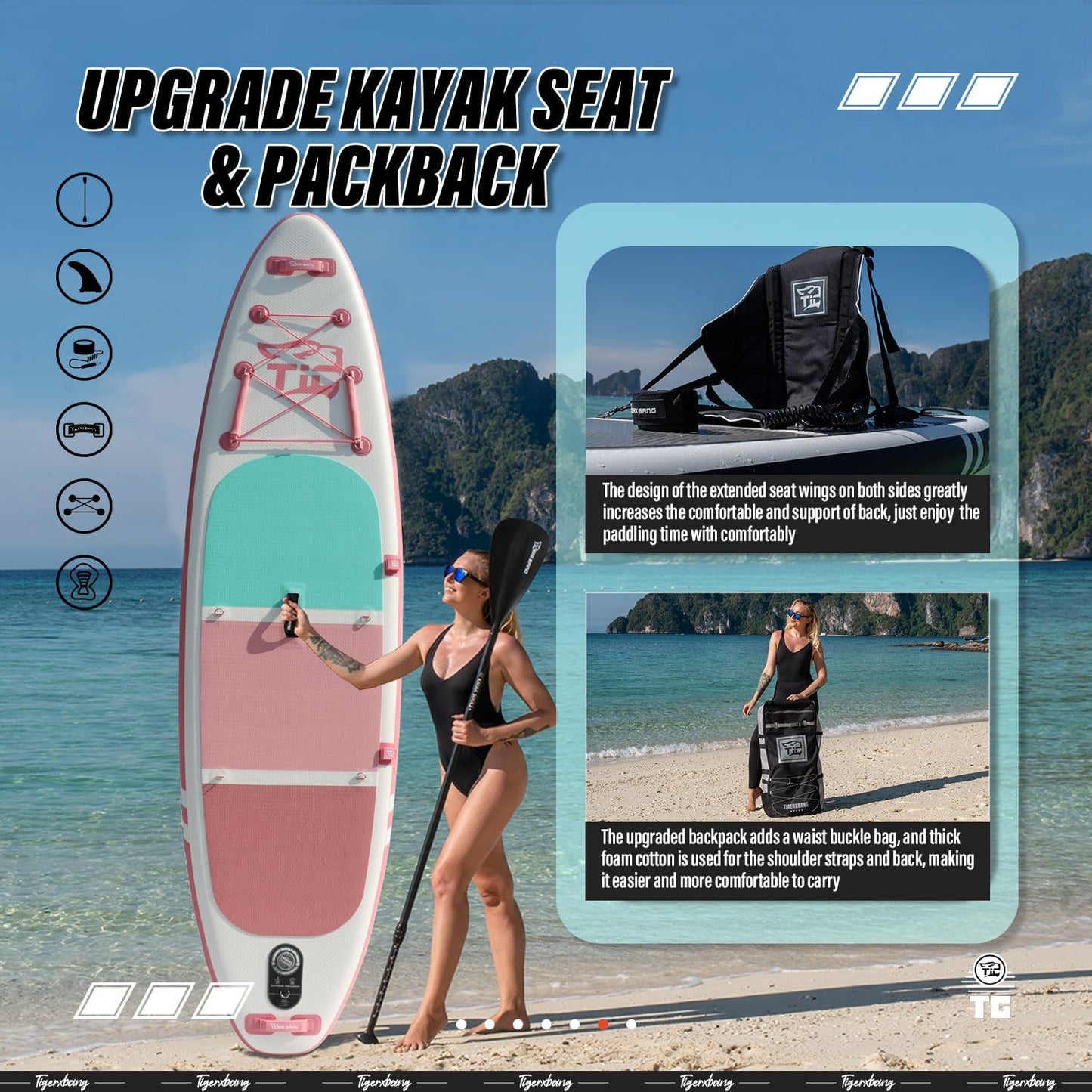 Inflatable Paddle Board with Premium SUP Board Accessories, Allround Paddle Boards for Adults/Kids,Stand Up Paddle Board Defender Collection