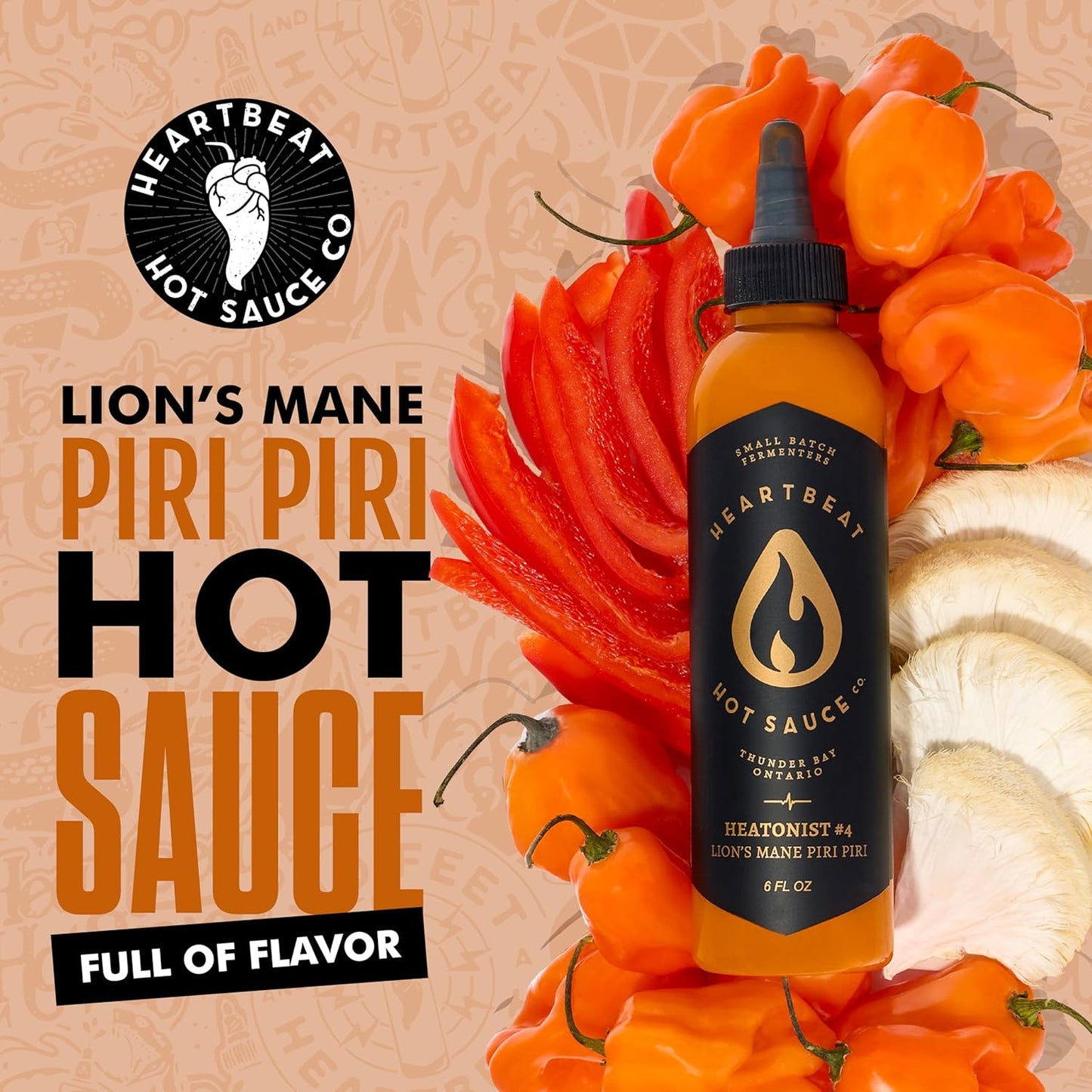 Heartbeat Hot Sauce Co. | Lion's Mane Piri Piri, 6 oz.