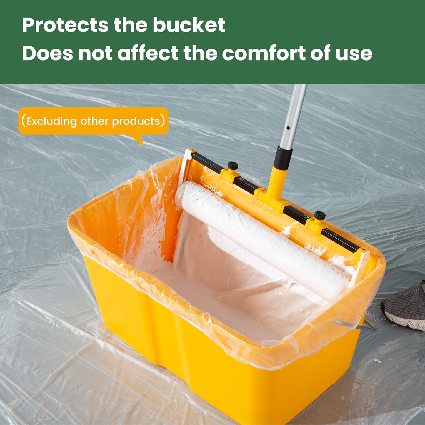 VOOMEY Paint Bucket Liner, 18-Inch Plastic Paint Bucket Liner Bag, 5pcs,Reinforced Bottom, Large Capacity Liner with Elastic Opening