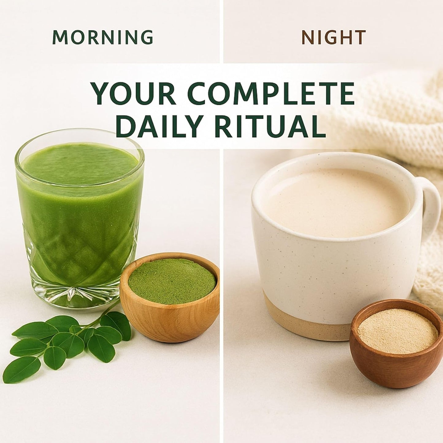 Organic Moringa & Ashwagandha Powder Bundle – 1 lb (454g) Each – USDA Organic Herbal Superfood Adaptogens for Energy, Stress Relief, Focus, Immune Support – Vegan, Non-GMO Supplement for Daily Use