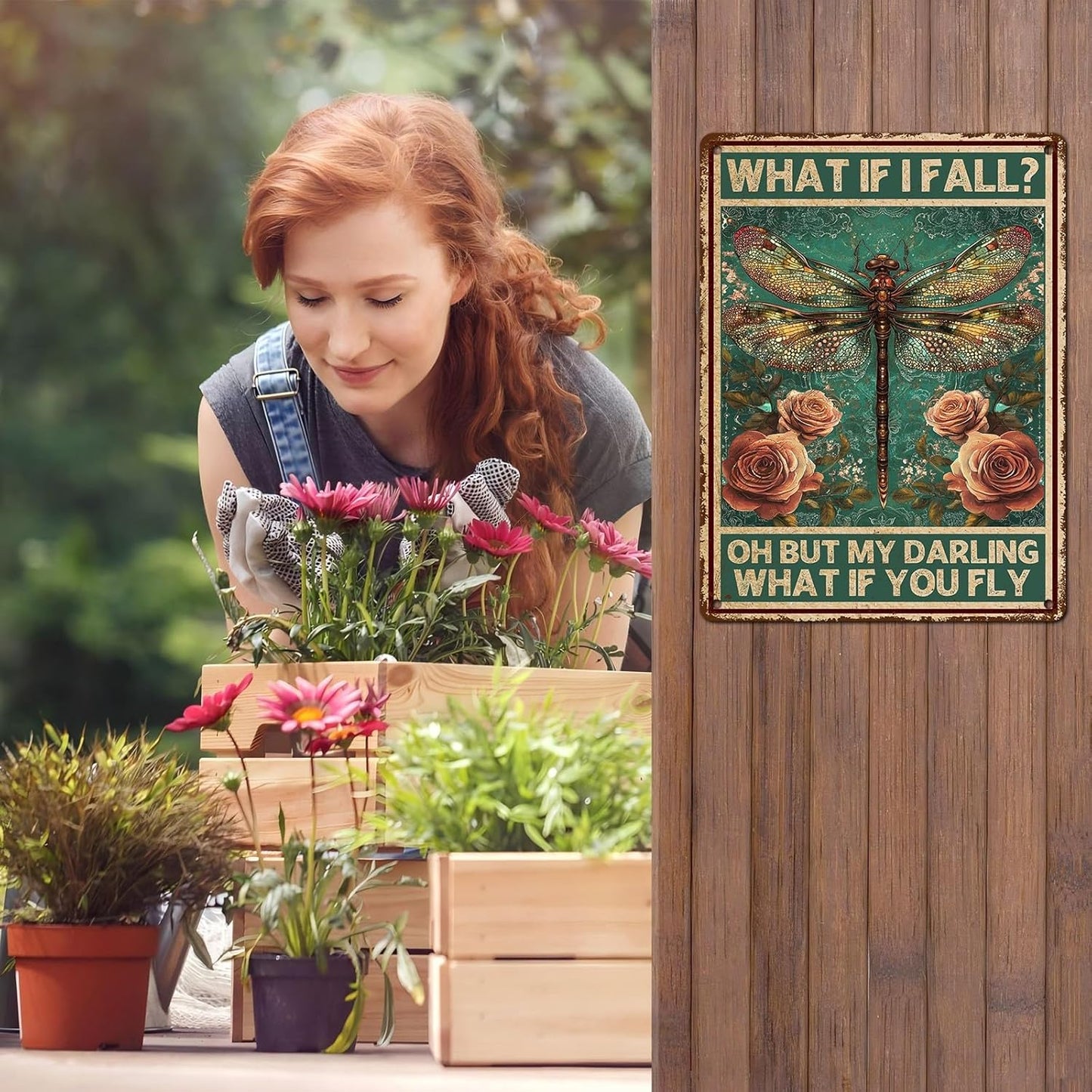 Vintage Tin Sign What If You Fly Tin Sign Metal Wall Decor for Home Office Kitchen Bar Cafe Garden Wall Decor 12 * 16inch