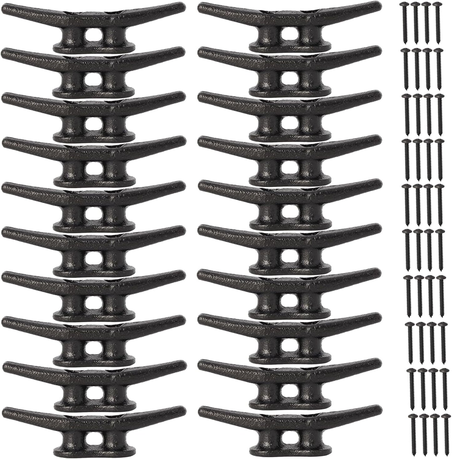 4 inch Dock Cleats 4/6/8/12/16/20/24 Pack,Boat Dock Cleats Rope Cleat Marine Cleats Iron Boat Cleats with Hardware ldeal for Deck,Nautical Decor,Cleats for Boat Dock,Boat Tie Down Cleats