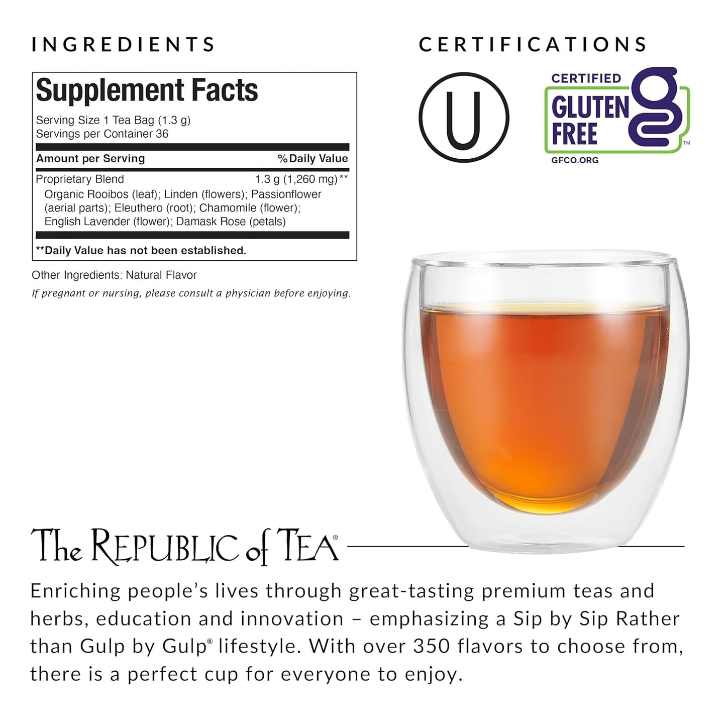 The Republic of Tea - Get Relaxed No.14 Tea for Relieving Stress Tea, 36-Count