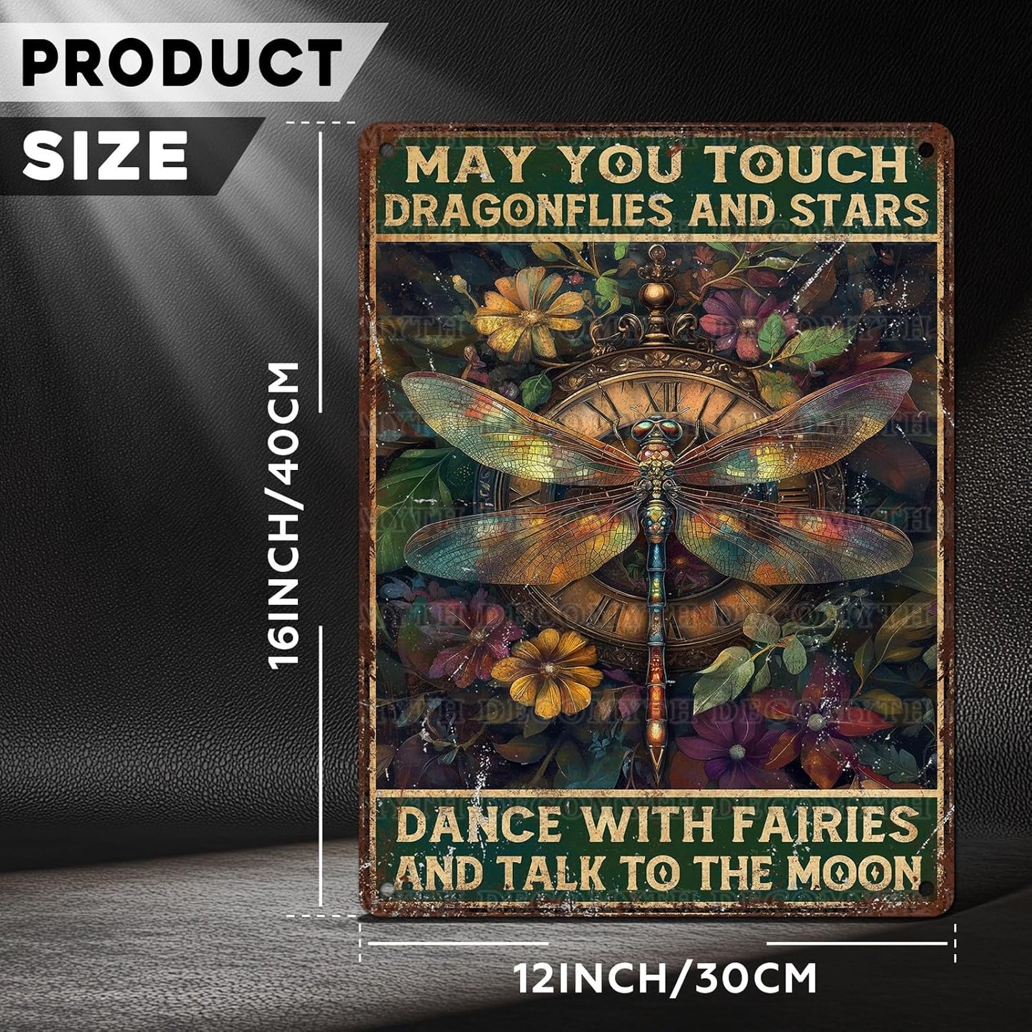 Vintage Dragonfly Tin Sign May You Touch Dragonflies And Stars Dance With Fairies And Talk To The Moon Retro Metal Poster Funny Wall Art Cafe Toilet Farm Room Garden Plaque Outdoor 12 * 16inch