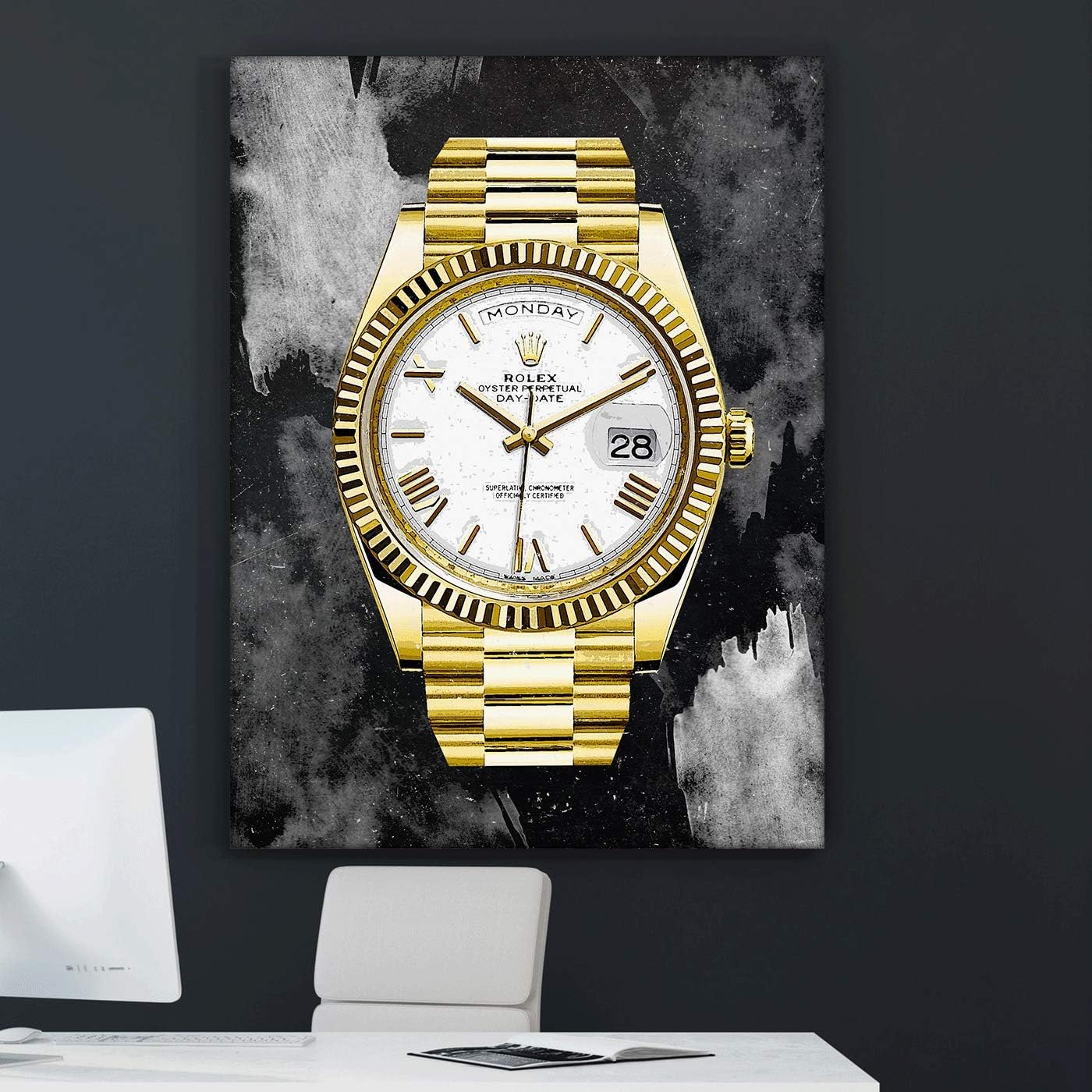 SuccessHunters Luxury Gold Watch Canvas Print Office Wall Decoration Home Decor Modern Art Prints Inspiration Motivation Inspire Entrepreneur Quote Inspirational Motivational House Decal (8 x 8 in)