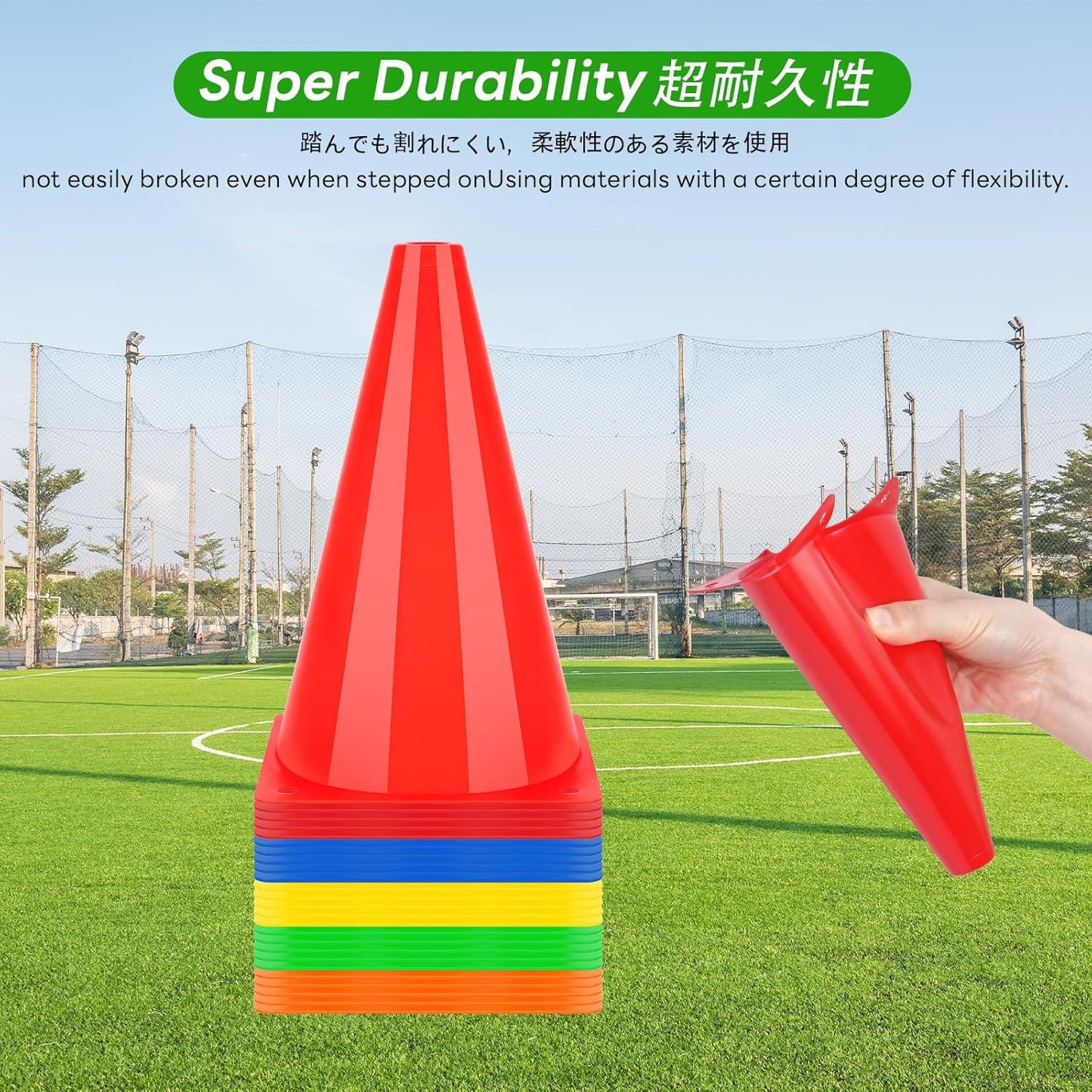 BiAnYC 7 Inch Plastic Sport Training Traffic Cones- Set of 10 Pcs/25 Pcs, 5 Colors(Orange/Yellow/Red/Blue/Green)