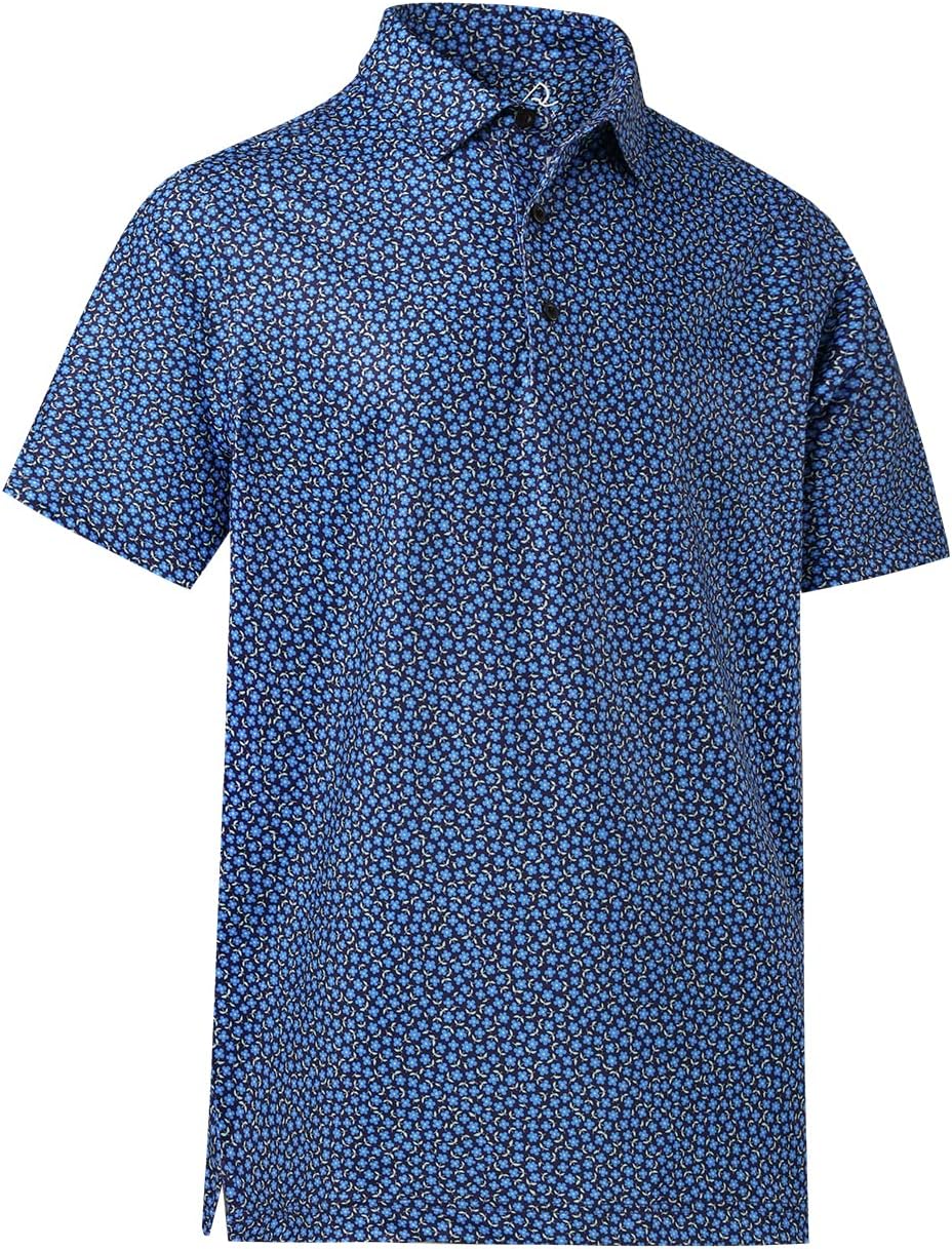 DEOLAX Mens Polo Shirts Fashion Print Mens Golf Shirt Dry Fit Mens Golf Polo Short Sleeve Quick Dry Funny Golf Shirt for Men