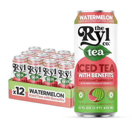 Ryl Iced Tea, Watermelon, Antioxidant Superblend, Zero Sugar, Low Carb, Zero Calorie Iced Tea, 16.0 Fl Oz (12-Pack)