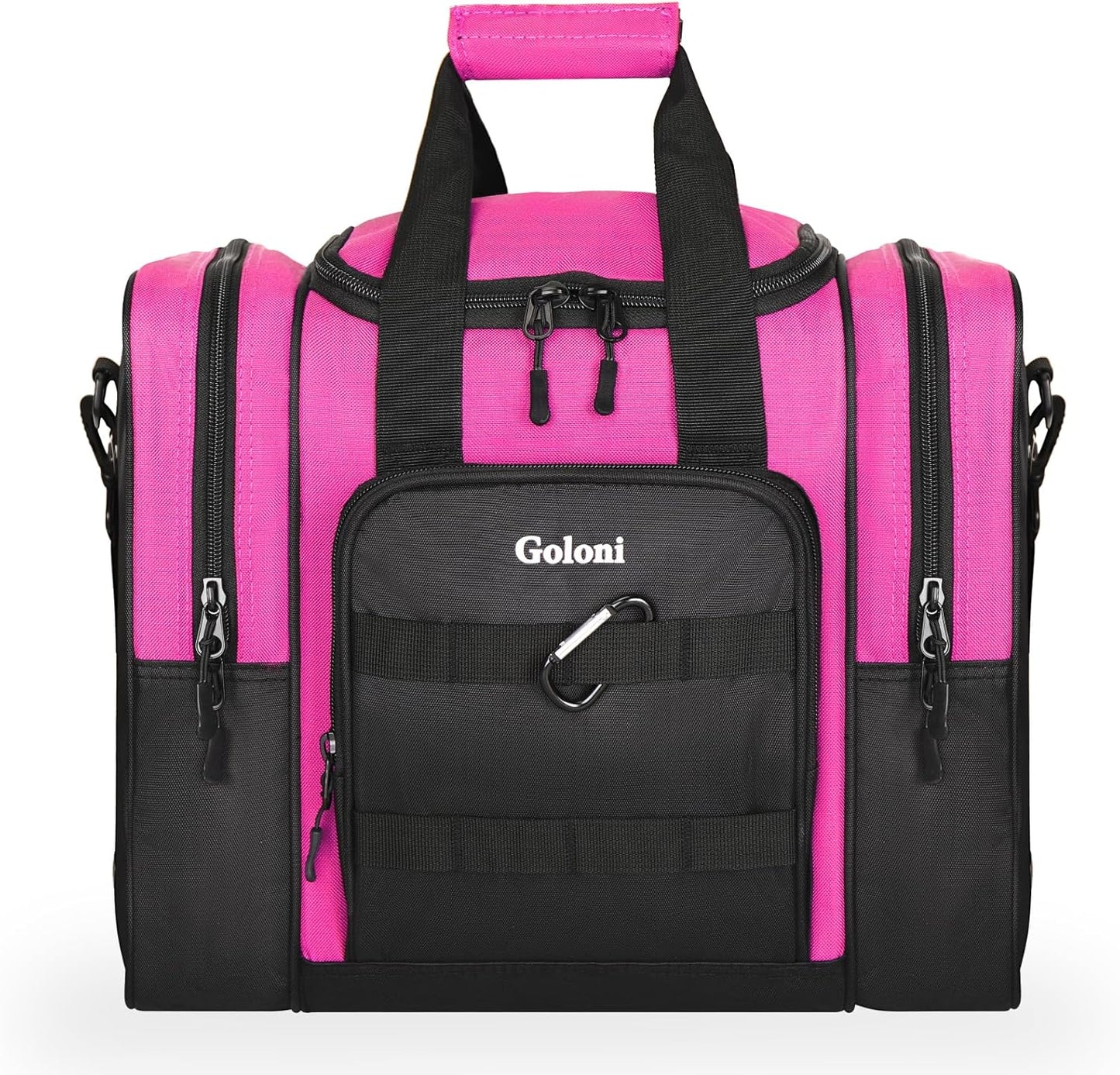 Goloni Bowling Ball Bag for Singer Ball with Padded Ball Holder, 2 Pockets fit Bowling Shoes Up to Mens Size 14 and Accessories