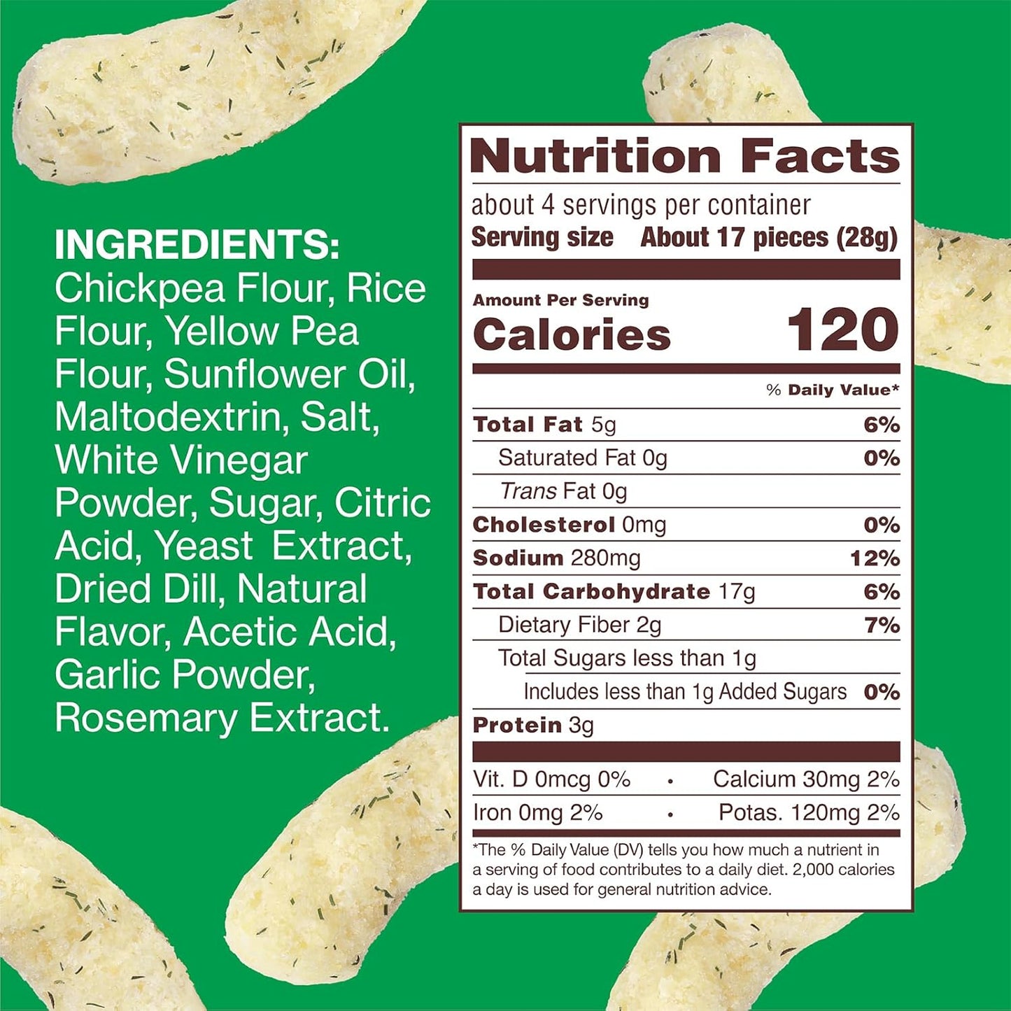 Hippeas Chickpea Puffs, Grillo's Dill Pickle, 3.75 Ounce (Pack of 6), 3g Protein, 2g Fiber, Vegan, Gluten-Free, Crunchy, Plant Protein Snacks