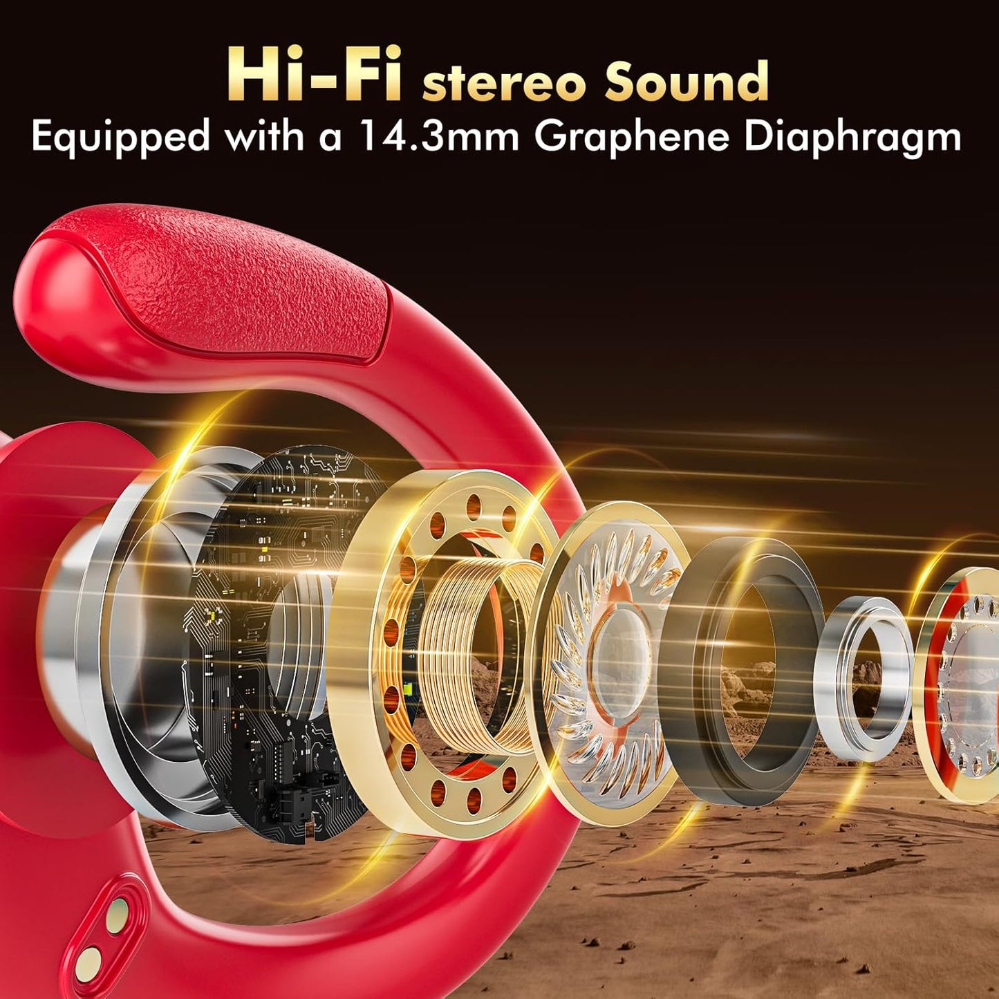 Wireless Earbuds, Sports Bluetooth Headphones, 80Hrs Playtime Ear Buds with LED Power Display, Noise Canceling Headset, IPX7 Waterproof Earphones for Workout/Running (Red)