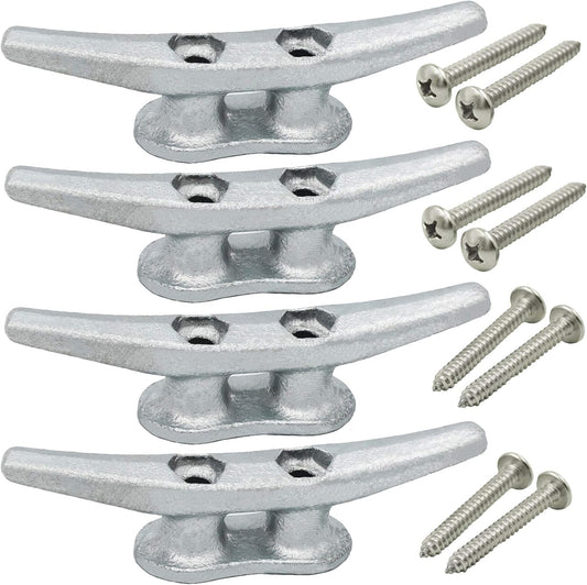 4 inch Dock Cleats 4/6/8/12/16/20/24 Pack,Boat Dock Cleats Rope Cleat Marine Cleats Iron Boat Cleats with Hardware ldeal for Deck,Nautical Decor,Cleats for Boat Dock,Boat Tie Down Cleats