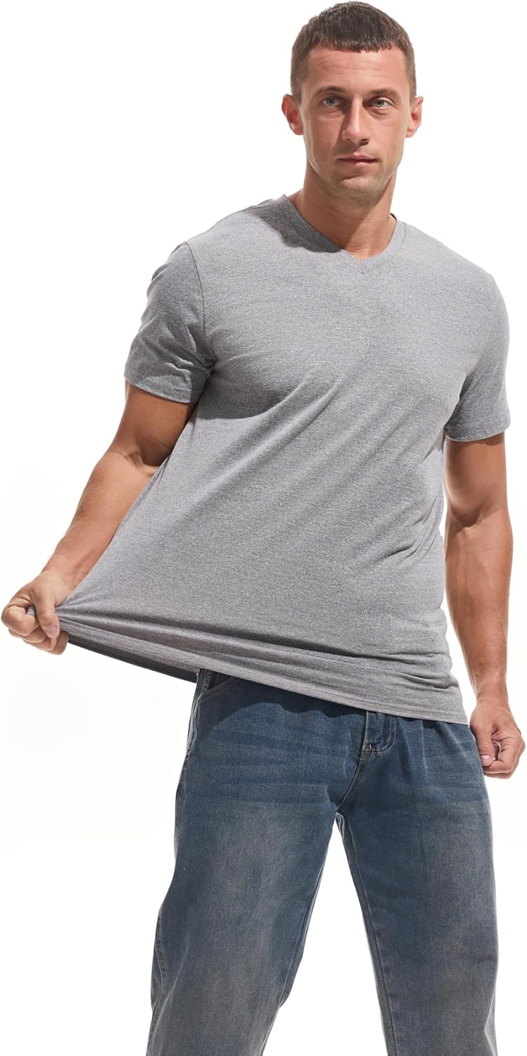 VEIISAR Premium V Neck T Shirts for Men - Modern Fitted Tees Vneck Undershirts