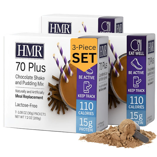 HMR 70 Plus Chocolate Shake & Pudding Mix | Meal Replacement Powder | Lactose-Free | 15g Protein | Supports Healthy Weight Loss | Easy to Make | Low Calorie | 21 Single Serving Packets