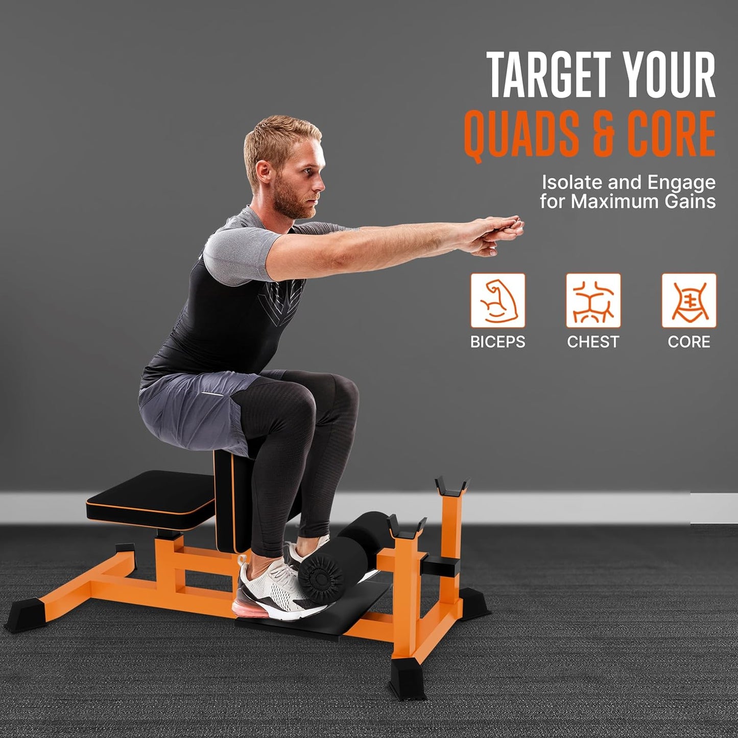 SQUATZ Sissy Squat Machine and Preacher Curl Crunch Rack - Foldable Squatting Bench for Home Gym Workout Station and Leg Exercise - Train Abs, Thighs, and Glutes, Multifunctional Fitness Equipment