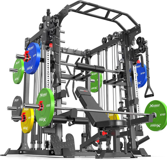 Power Cage,1600lbs Multi-Function Power Rack with Adjustable Cable Crossover System and More Training Attachment, Weight Cage for Home Gym