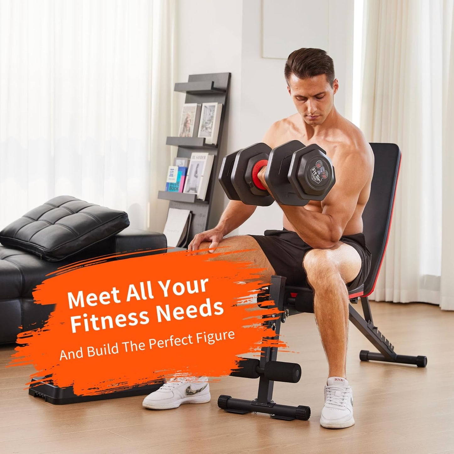 Adjustable Dumbbell Set 25/55/90LBS,10 in 1 Free Weights Dumbbell with Anti-Slip Texture Handle,1 Sec Speed Adjustment Men/Women Gym and Home Strength Training Equipment.