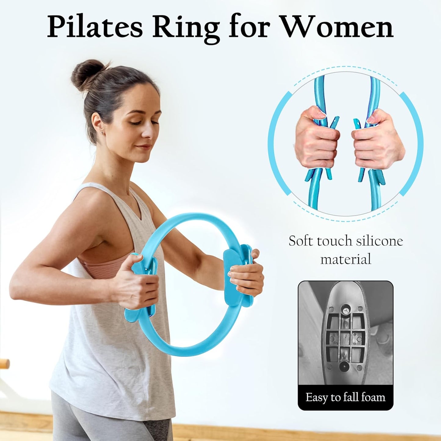 Pilates Ring Set – Magic Circle with Dual Padded Handles, Mini Exercise Ball & 5 Resistance Bands | Pilates Kit for Women | Home Workout Equipment for Full-Body Training & Fitness Set