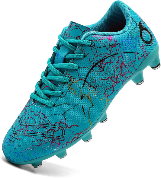 Boys' Soccer Shoes Kids Firm Ground Soccer Cleats Girls Athletic Sneakers Outdoor Turf Football Shoes for Little/Big Kid
