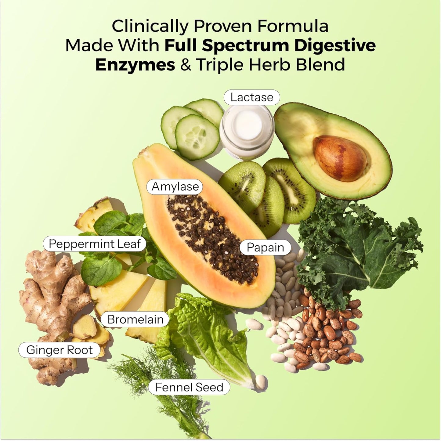 HUM Flatter Me Digestive Enzymes Bloating Supplement - Fast-Acting Bloat Relief for Digestive Health & Debloating Multi Enzyme | Bloat Pills, Anti Bloat Pills, Vegan 60 Servings