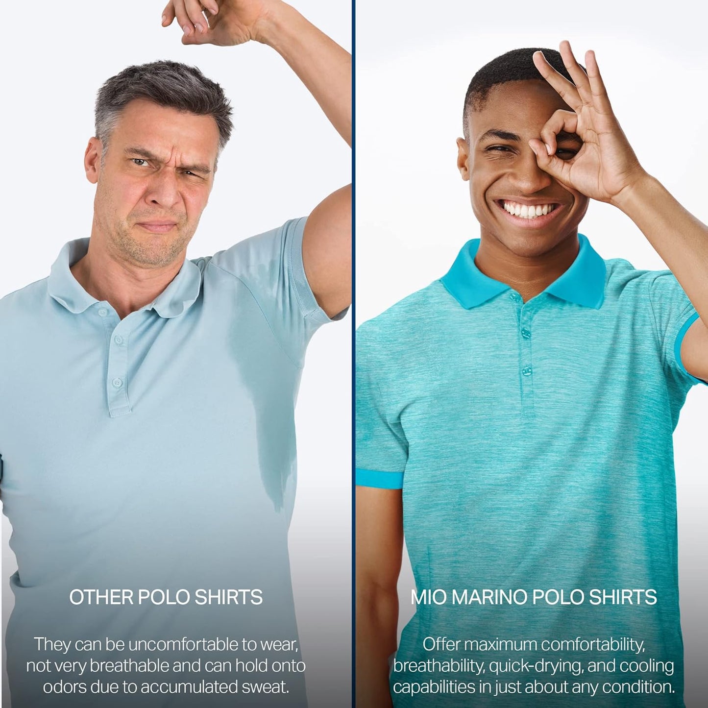Mio Marino Golf Polo Shirts for Men - Dry Fit - Ultra-Thin Breathable Fabric