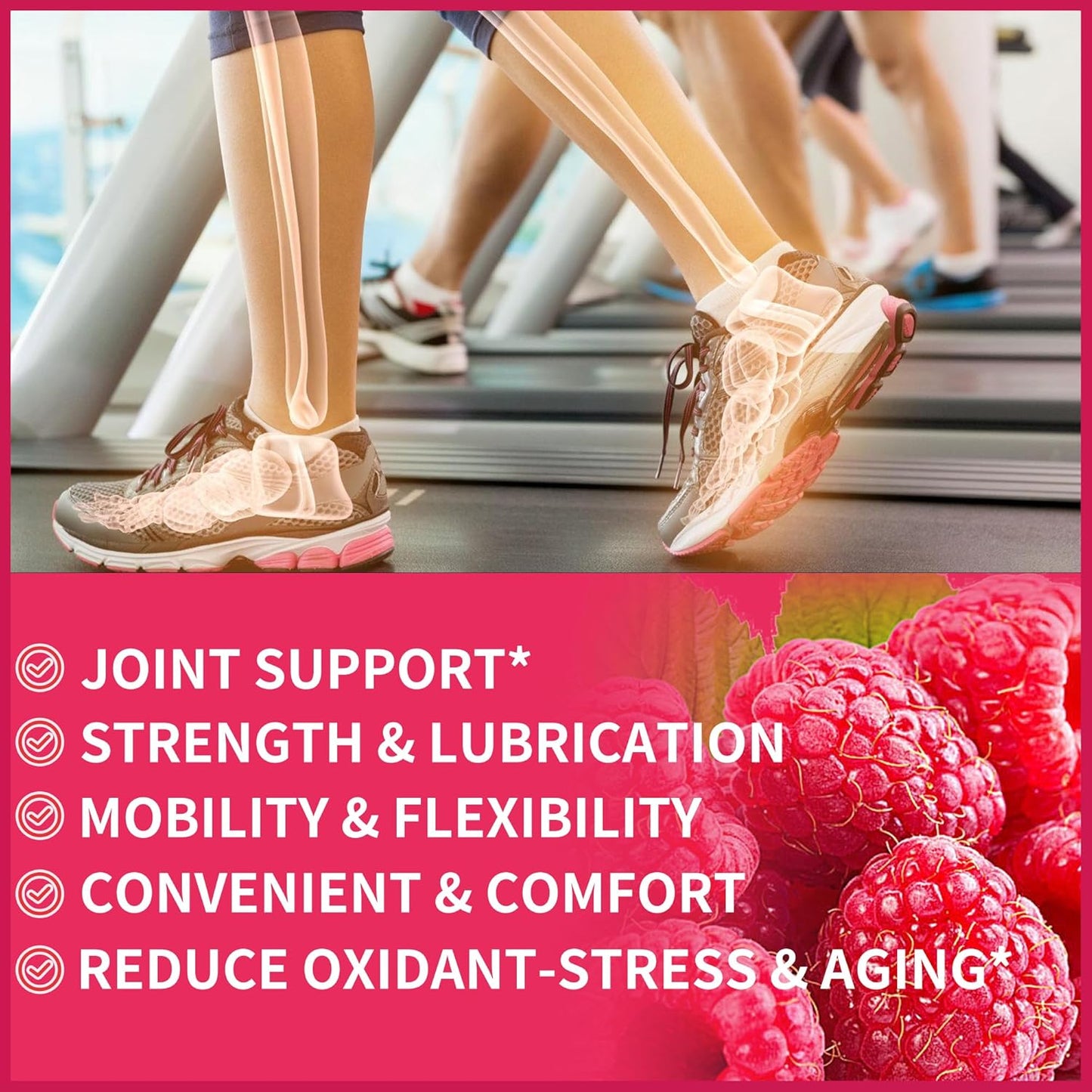 Nutrition Glucosamine Chondroitin Gummies with MSM & Elderberry Extra Strength - Joint Support, Antioxidant Immune Support Supplement for Adults, Men & Women.(2 Pack) Raspberry