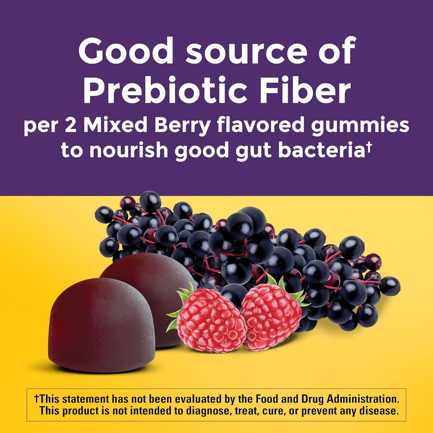 Nature Made Probiotic + Prebiotic Fiber Gummies, Gut Health, Fiber Supplement and Probiotics for Digestive Health, 50 Gummies, 25 Day Supply