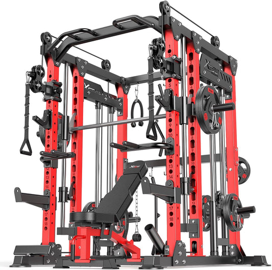 Power Cage,1600lbs Multi-Function Power Rack with Adjustable Cable Crossover System and More Training Attachment, Weight Cage for Home Gym