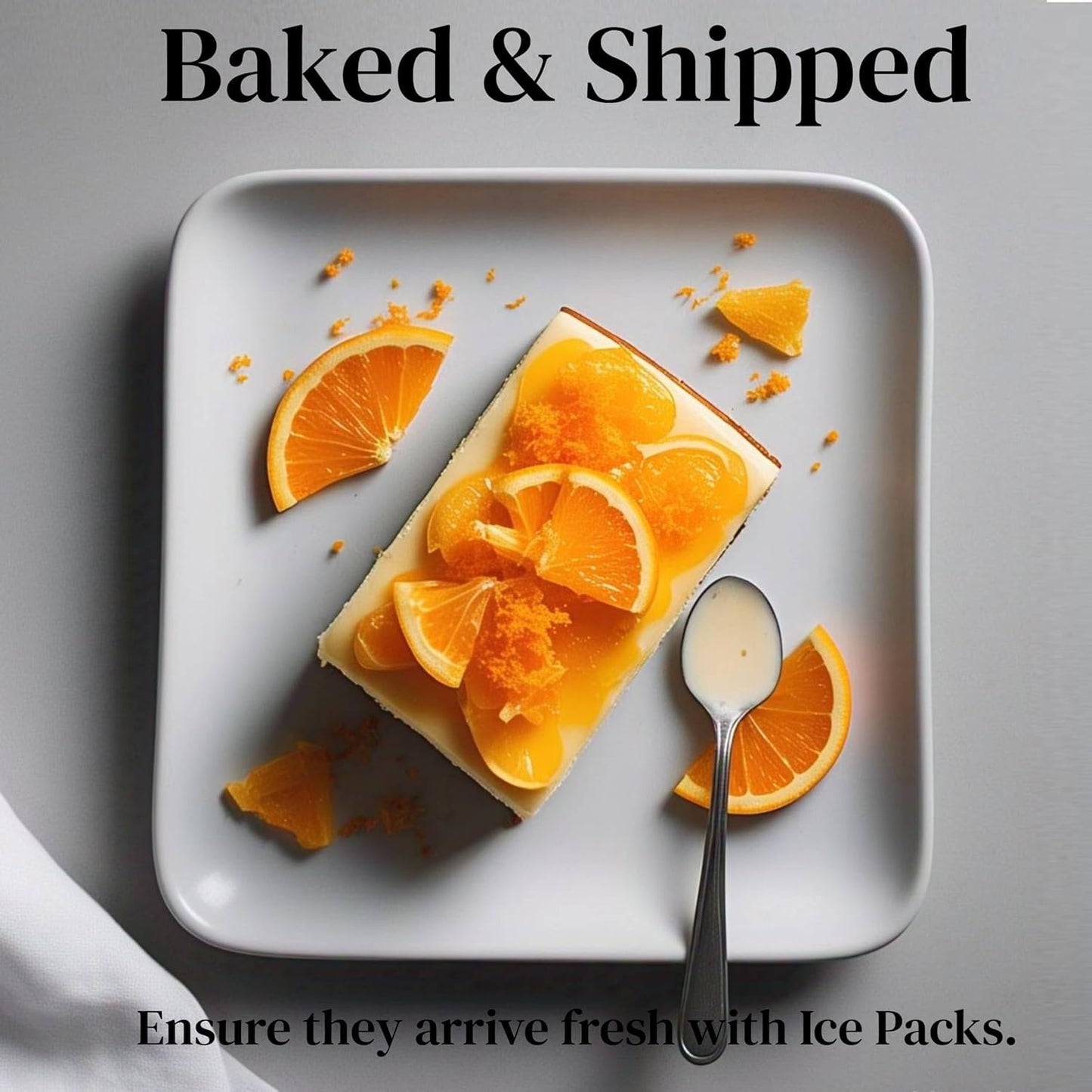 Andy Anand's Baked Gourmet Sugar Free Orange Cheesecake 9" (2 lbs) | No Preservatives Cheesecake & Diabetic-Friendly, You Won't Believe It's Sugar Free! | Freshly Made with California Cream Cheese
