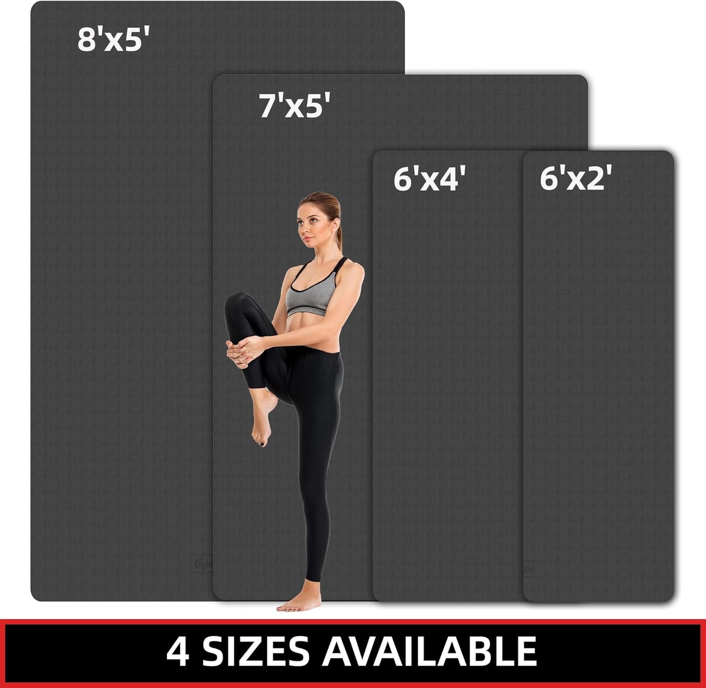 Extra Large Yoga Mat - 72"x35", 72"x48", 78"x57" - Wide TPE Exercise Mat for Home, Stretching, Couples & Family Workouts - 6-12mm Thick, Non-Slip & Waterproof - with Carry Bag and Straps