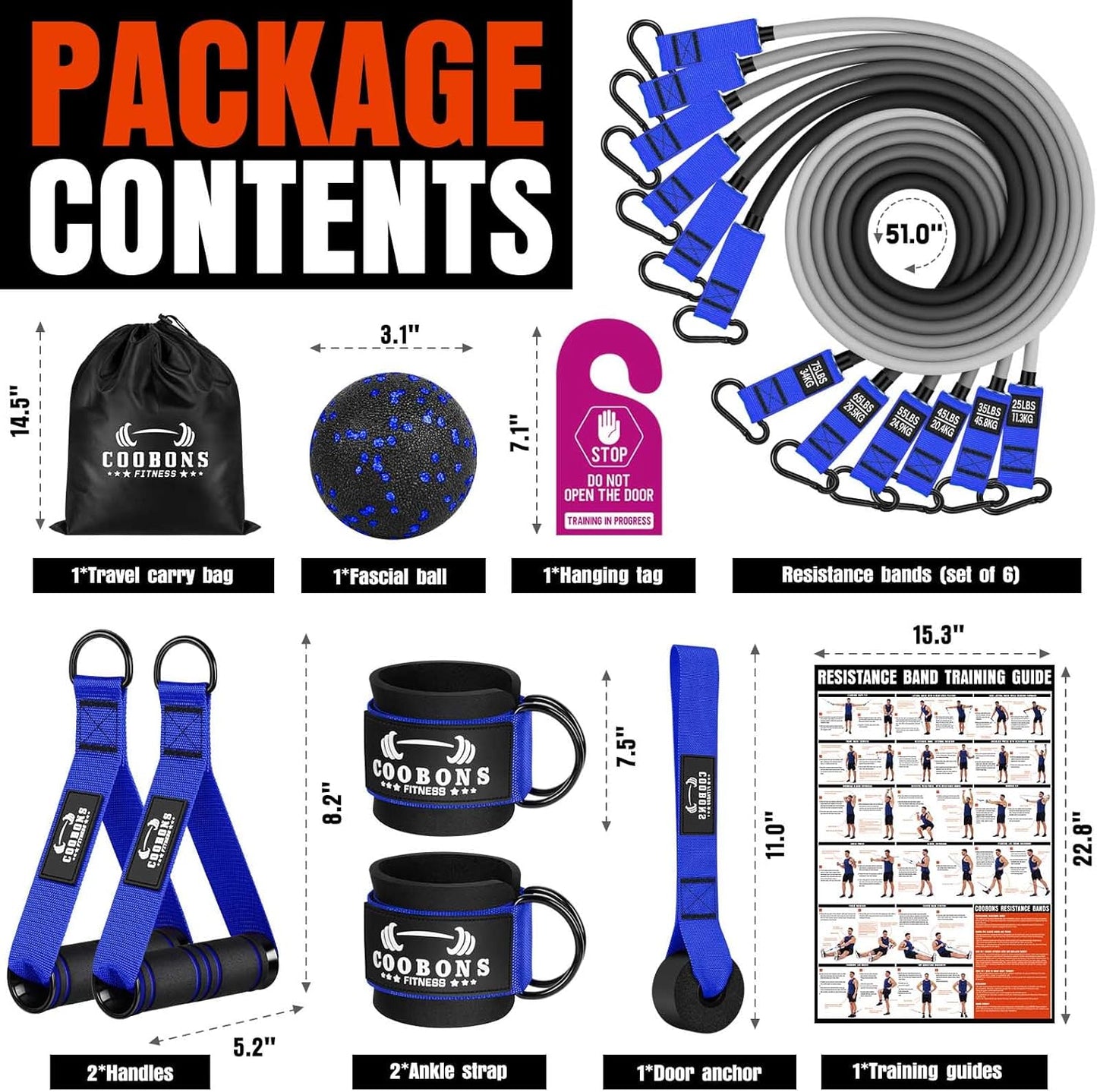 Heavy Resistance Bands for Working Out, 300LBS Exercise Bands with Handles, Workout Bands for Men, Weight Fitness Bands Set for Muscle Training, Strength, Slim, Yoga, Home Gym Equipment