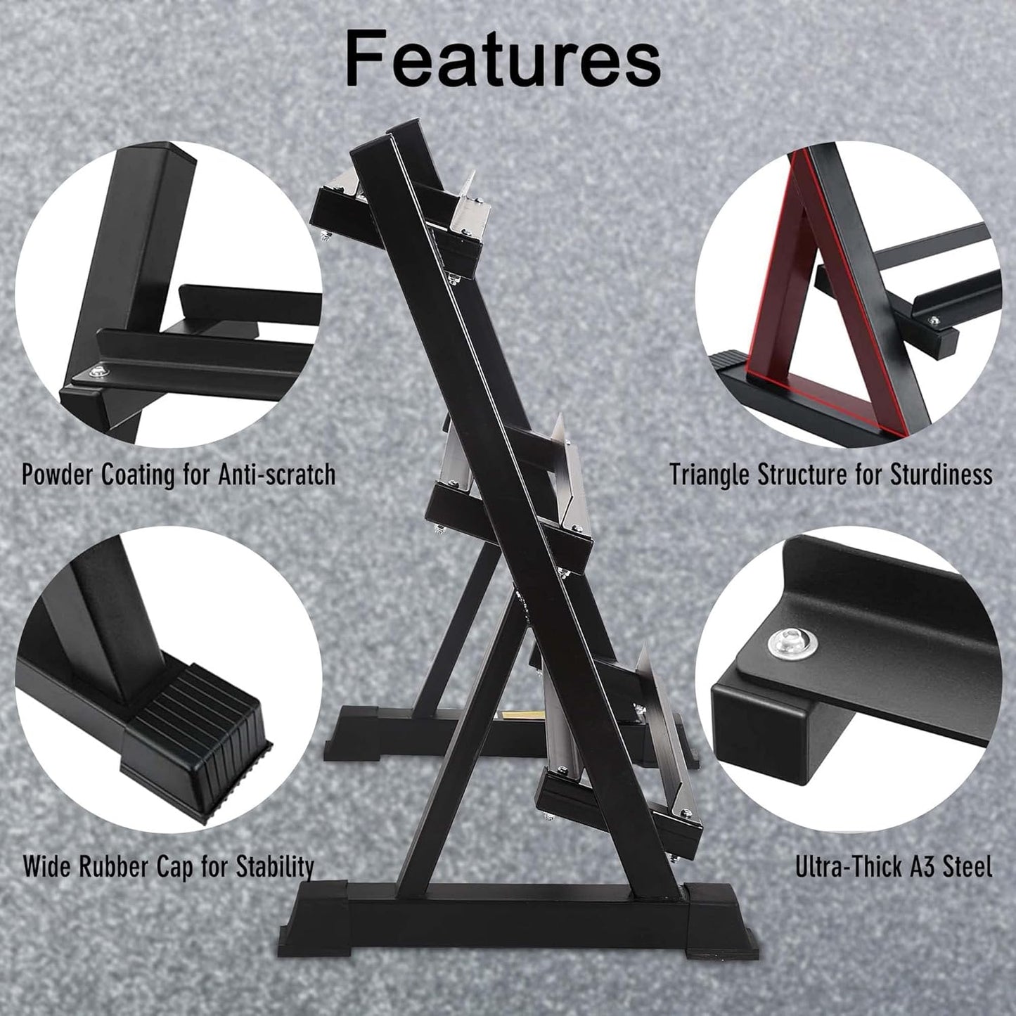 PayLessHere Dumbbell Rack 3 Tier Weight Storage Organizer Racks with Solid Steel Holder & 1000lbs Capacity For Home Gym, Black