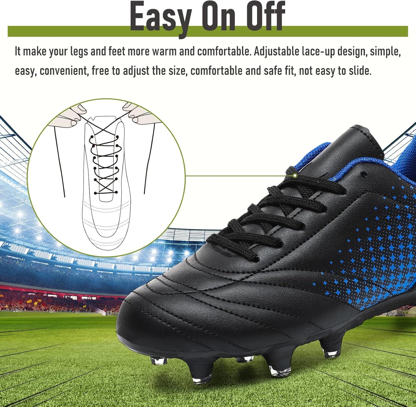 LIZRHA Soccer Shoes for Boys Girls Soccer Cleats Boys Girls Kids Athletic Outdoor Football Shoes Youth Football Cleats Outdoor & Indoor Soccer Shoes Lightweight, Running & Training for Students