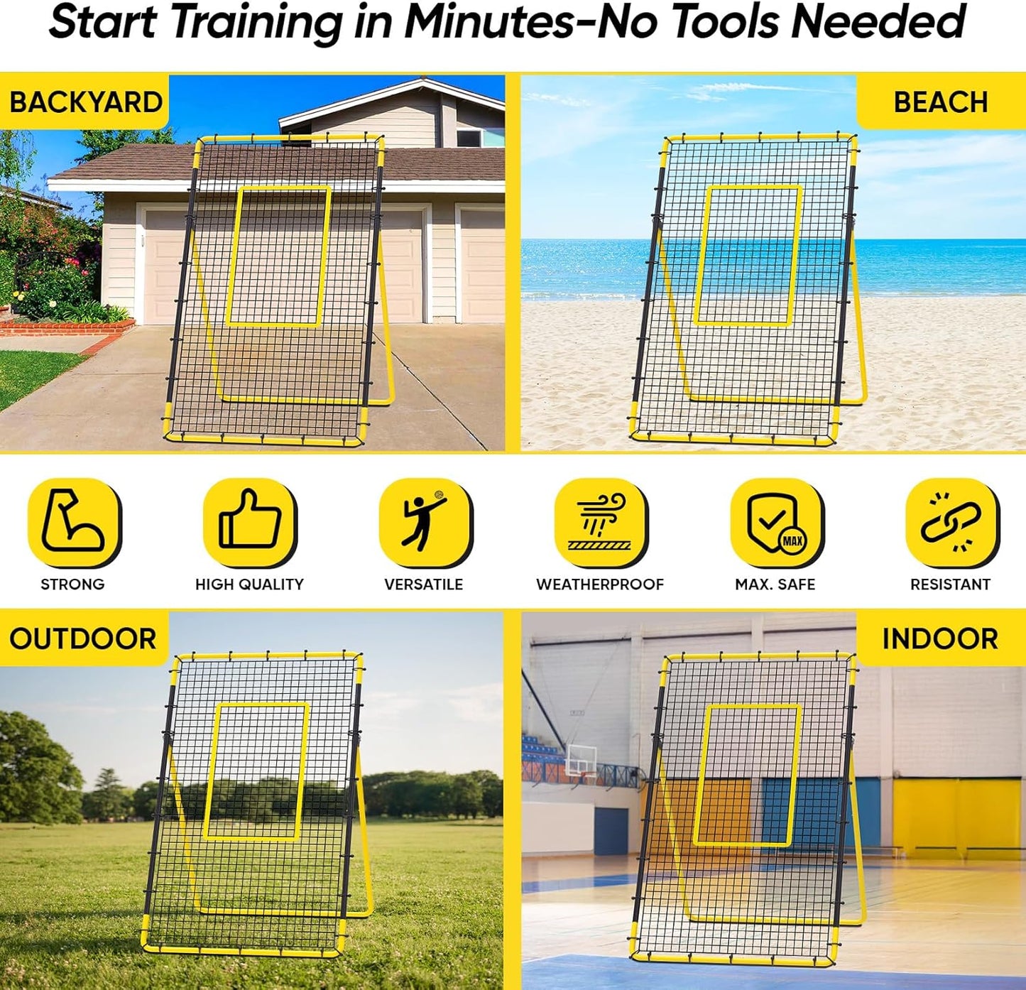 Adjustable Volleyball Rebounder Net Equipment 7x4 FT with Volleyball Practice for Adult Backyard Indoor Outdoor Training
