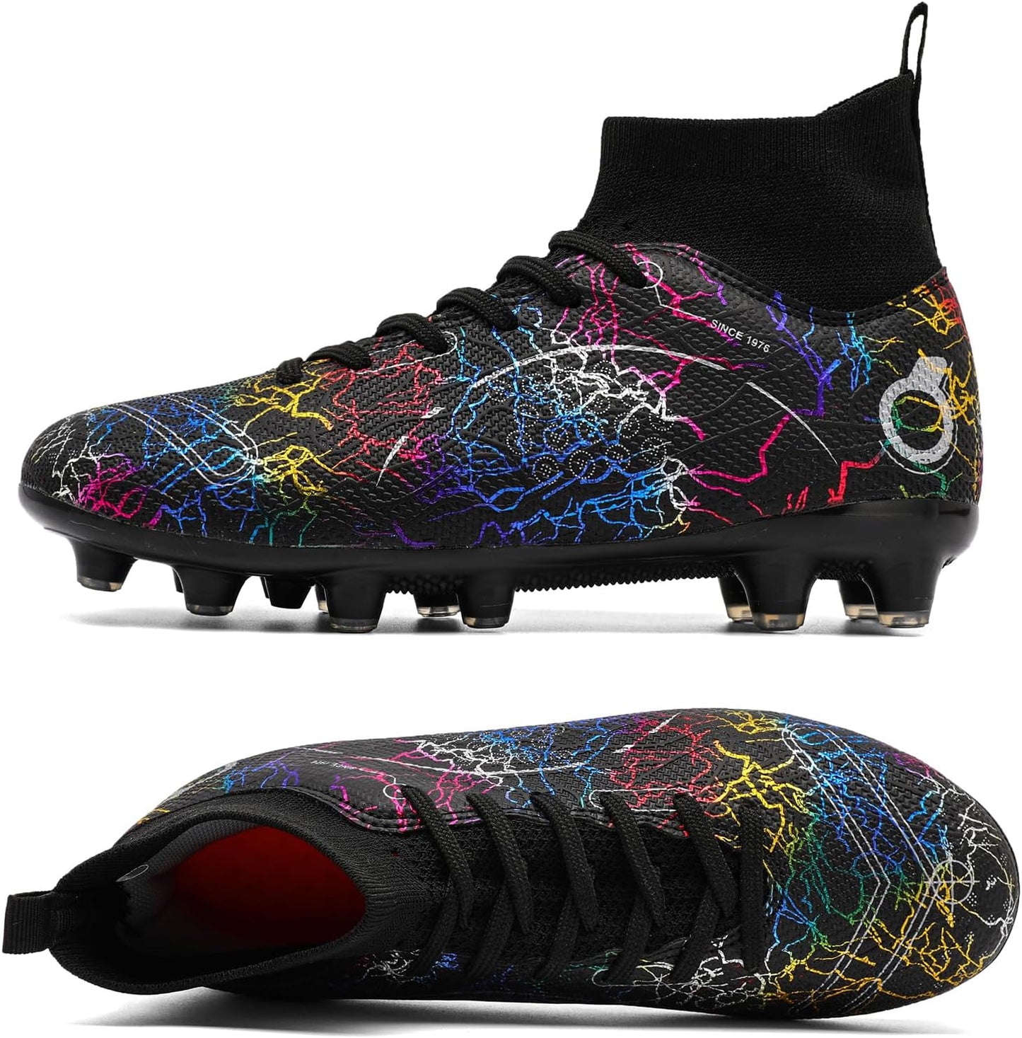 Boys' Soccer Shoes Kids Firm Ground Soccer Cleats Girls Athletic Sneakers Outdoor Turf Football Shoes for Little/Big Kid