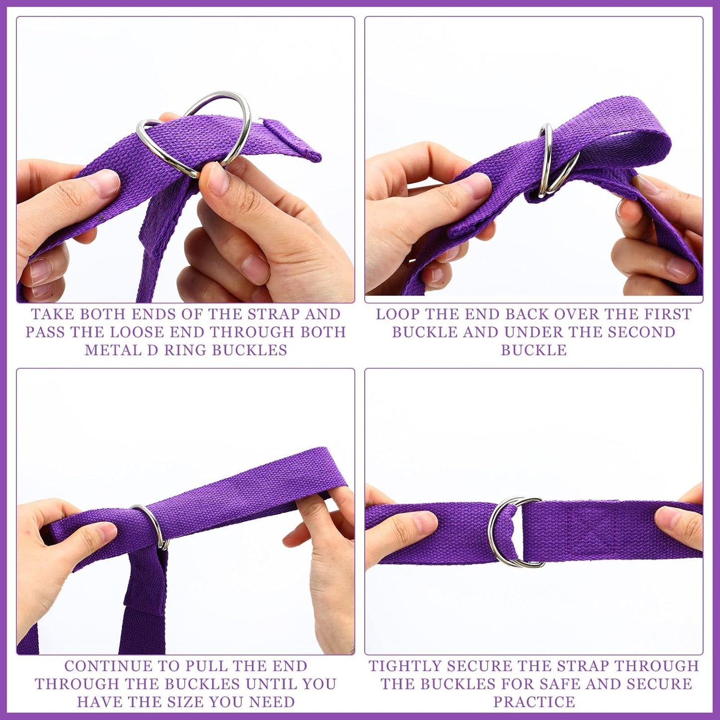 6 Pcs Yoga Strap for Stretching 8 Ft Yoga Exercise Adjustable Straps Bands with Safe Adjustable D Ring Buckle for Pilates Gym Workouts Fitness Improves Sitting Posture