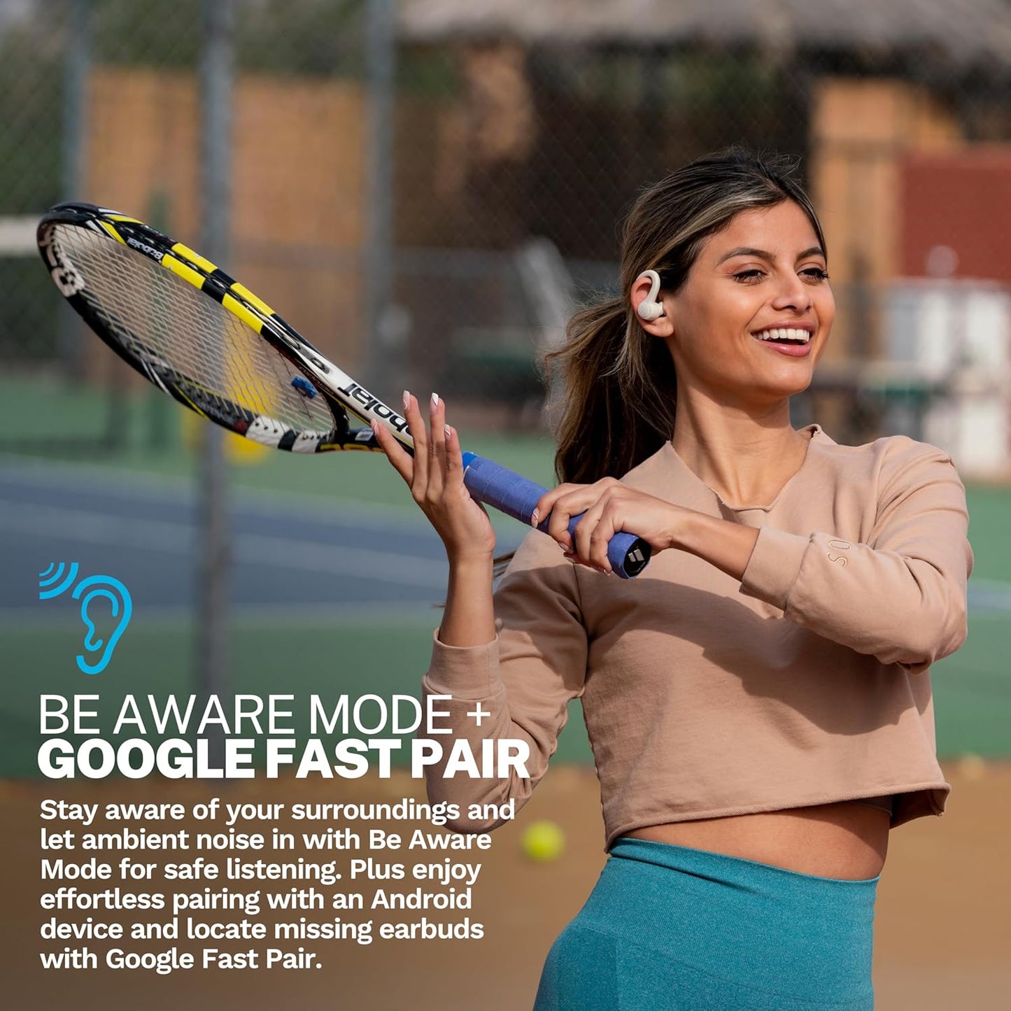 JLab Go Sport+ Wireless Workout Earbuds Featuring C3 Clear Calling, Secure Earhook Sport Design, 35+ Hour Bluetooth Playtime, and 3 EQ Sound Settings (Sand)