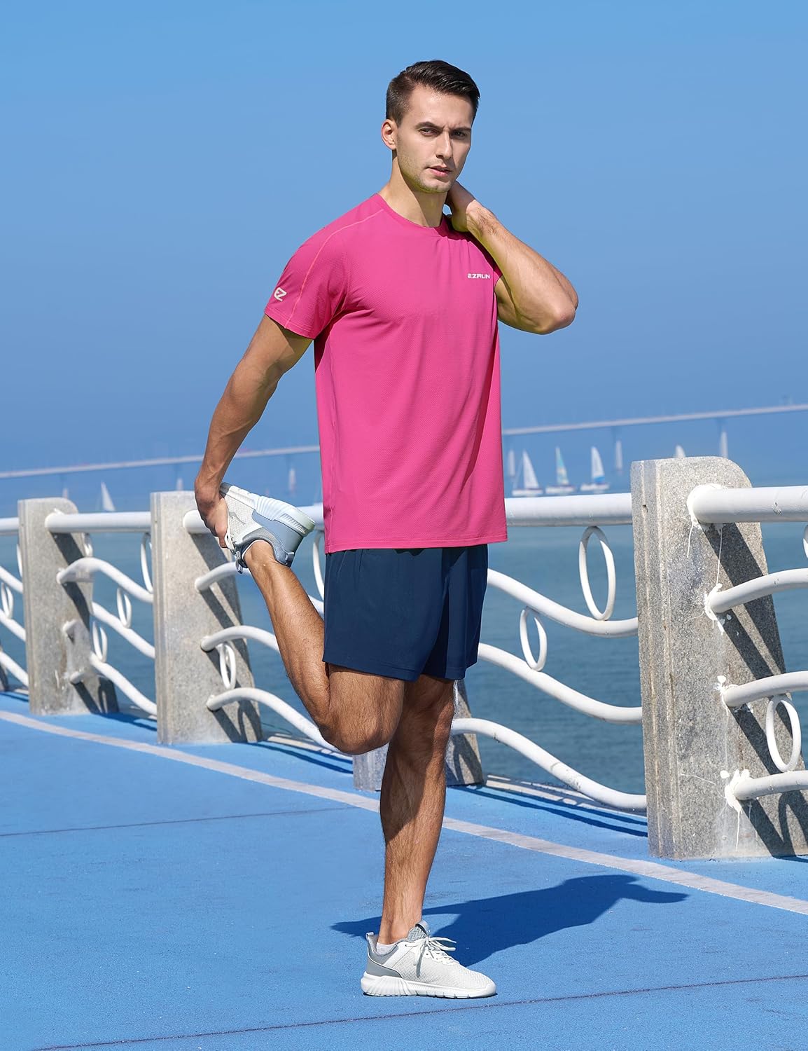 EZRUN Men's Lightweight Short Sleeve T-Shirt Quick Dry Workout Running Athletic Swim Shirts Fishing Rash Guard